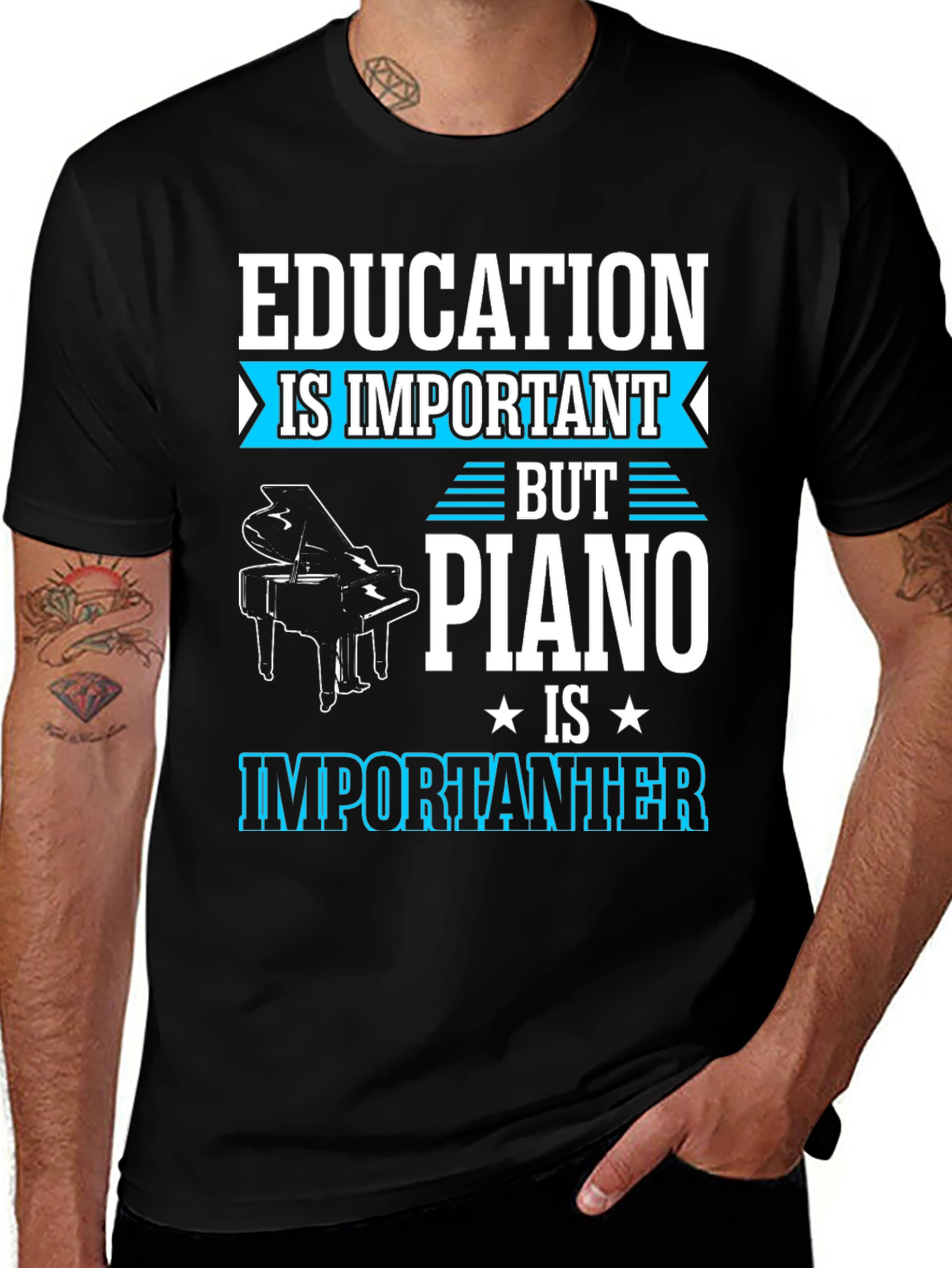 Variant 6 of Funny Piano Lover T-Shirt - Education Important But Piano