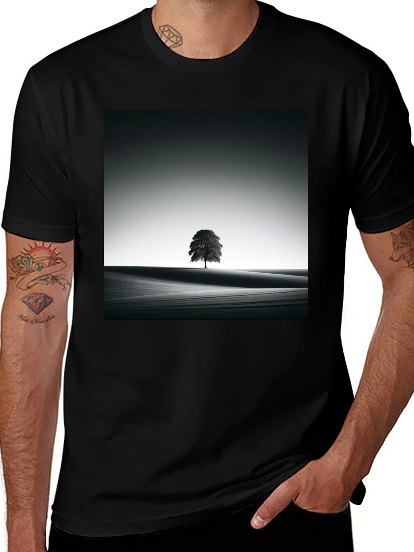 Variant 15 of Monochrome Tree Graphic Tee - Artistic Menswear