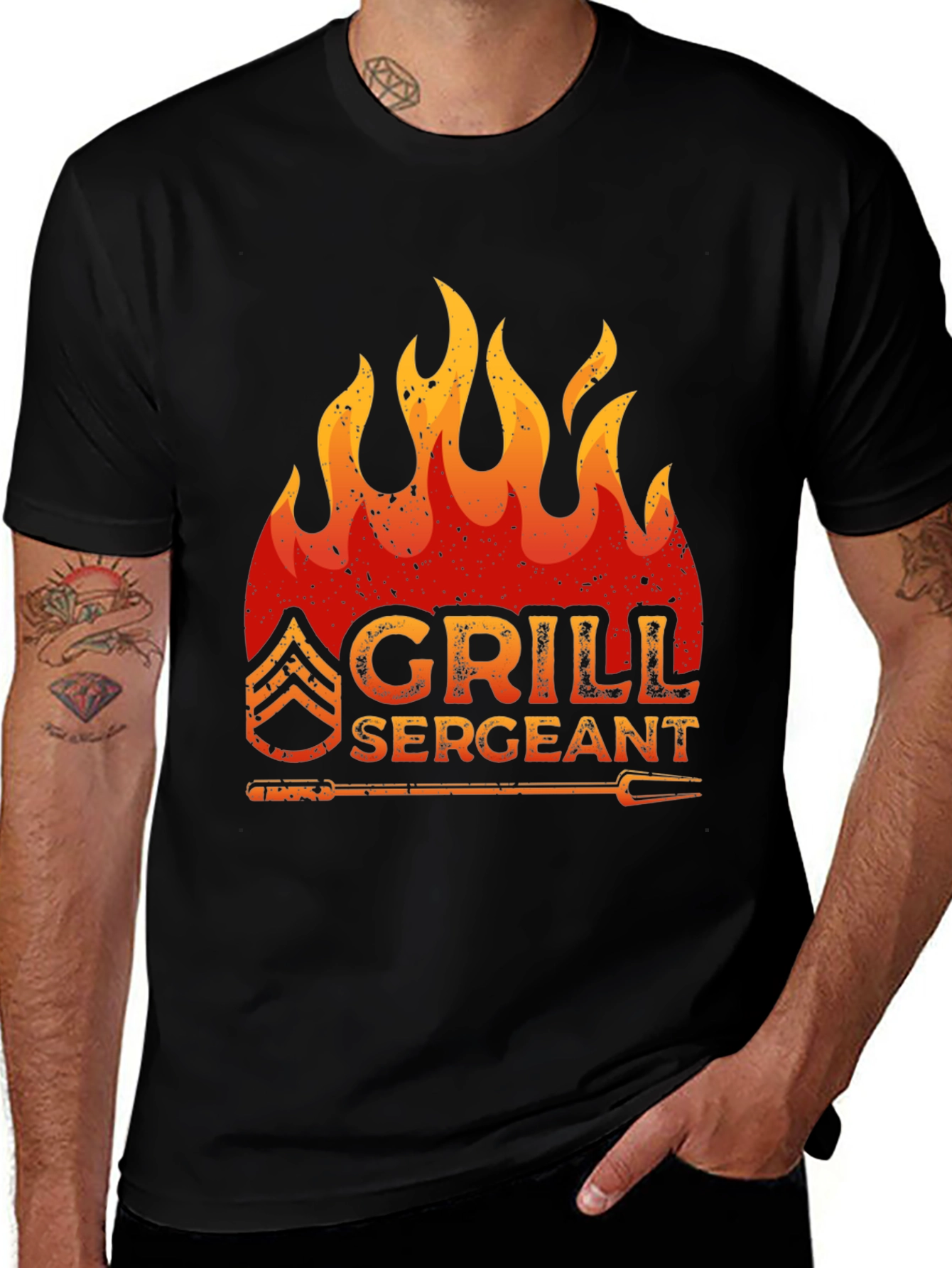 Grill Sergeant T-Shirt - BBQ Master Flame Design