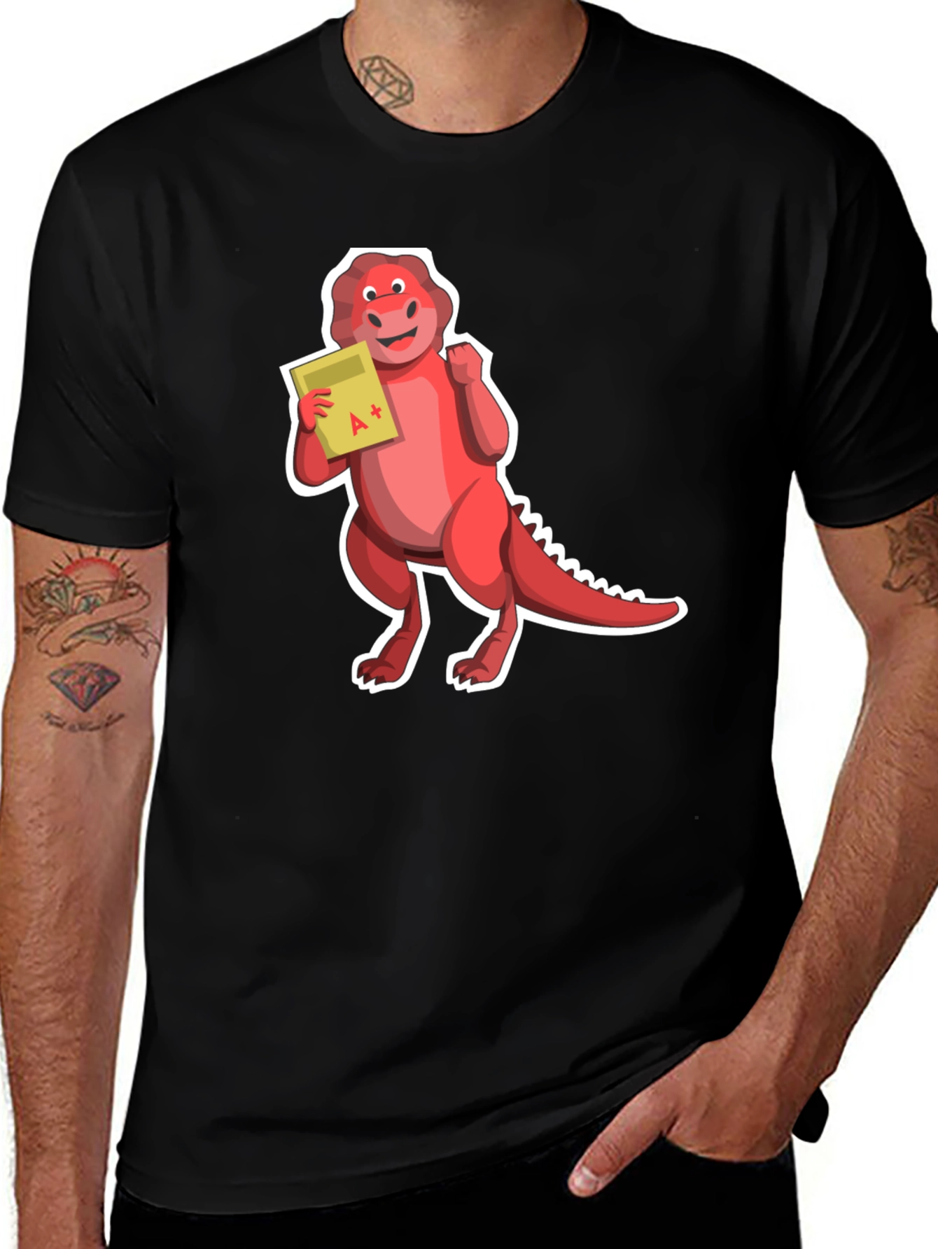 Variant 19 of Dino A+ T-Shirt - Black, Short Sleeve