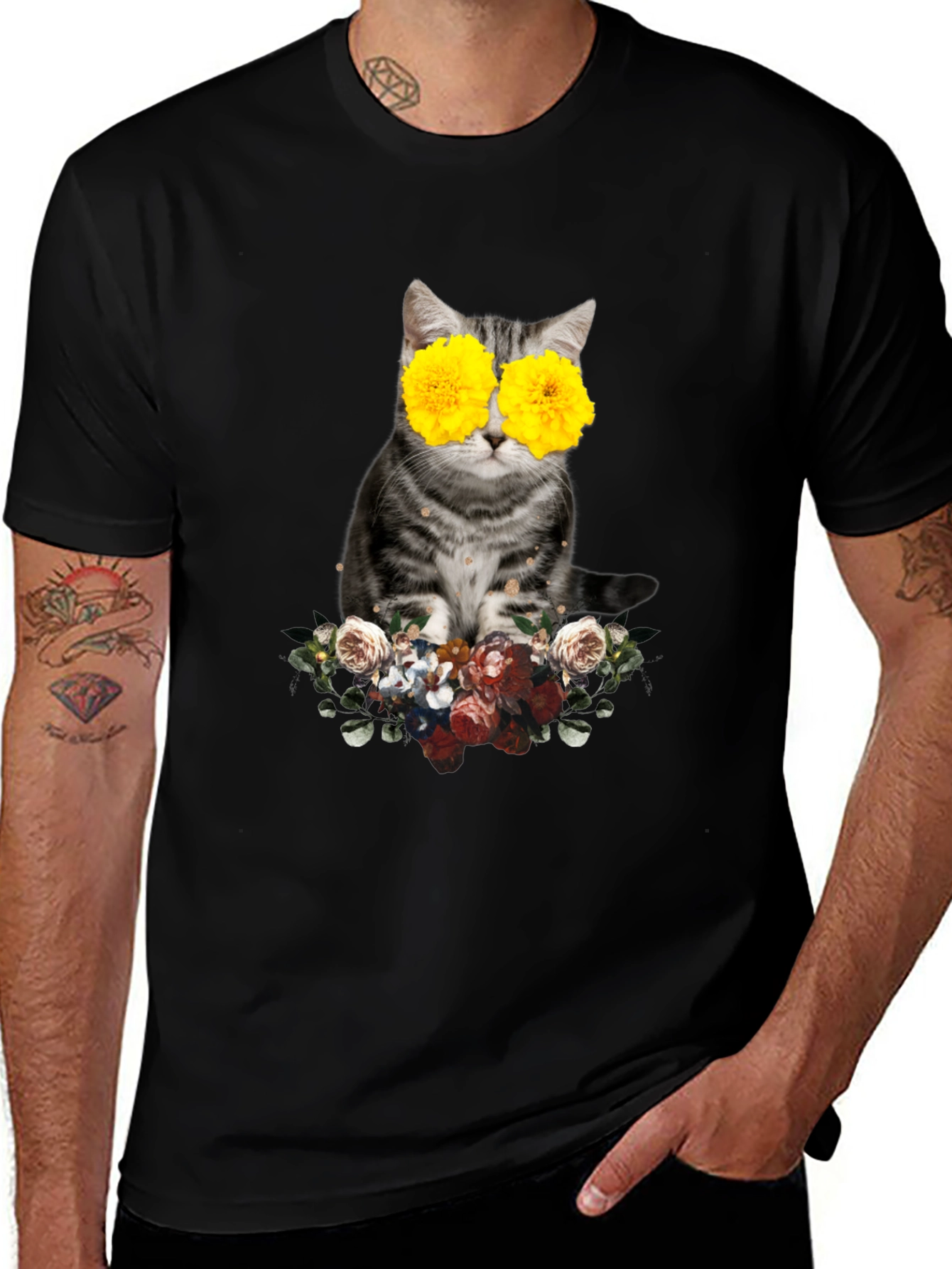 Variant 26 of Floral Cat T-Shirt - Unique Graphic Tee