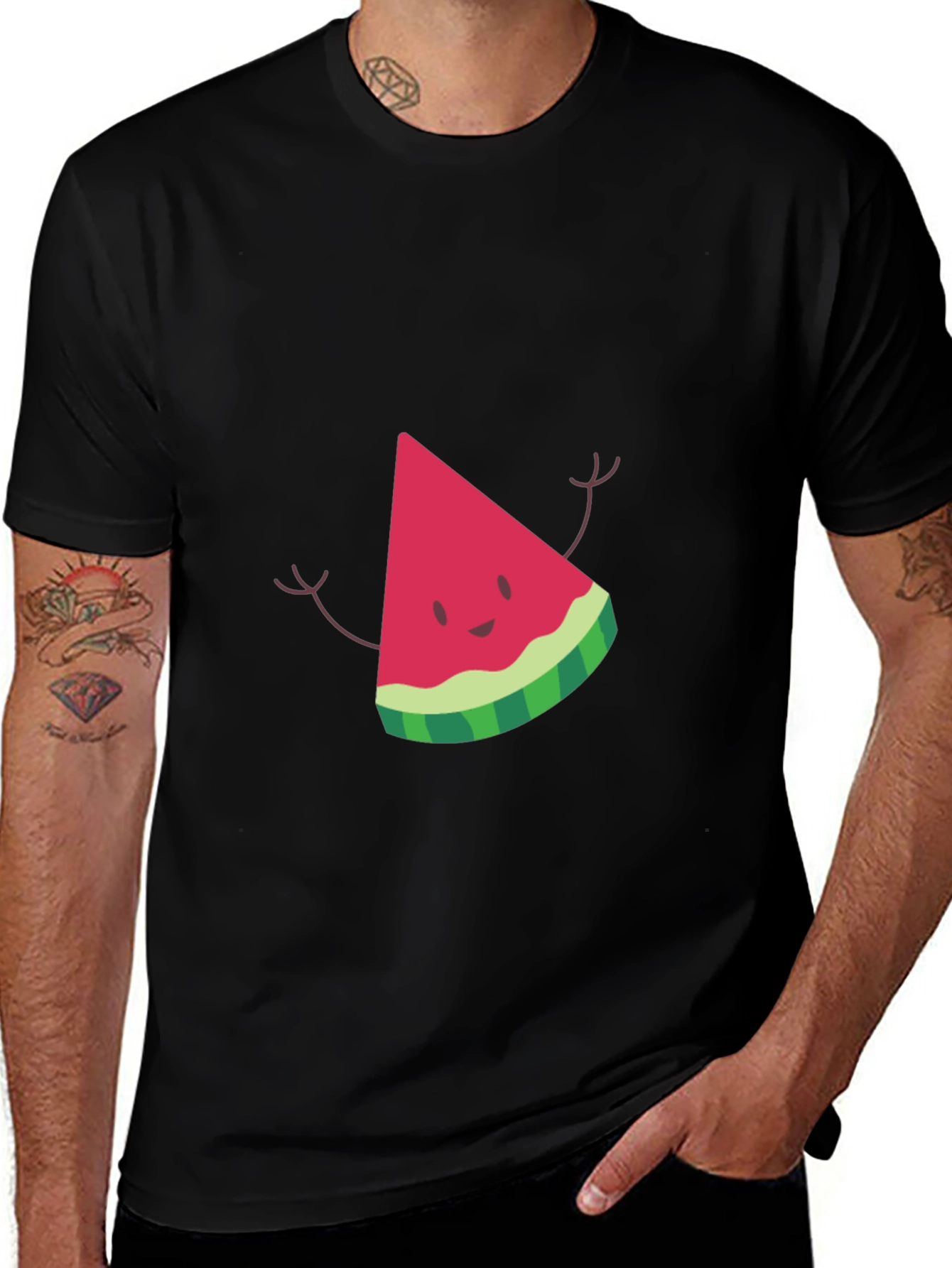 Variant 25 of Watermelon Slice Graphic Black T-Shirt