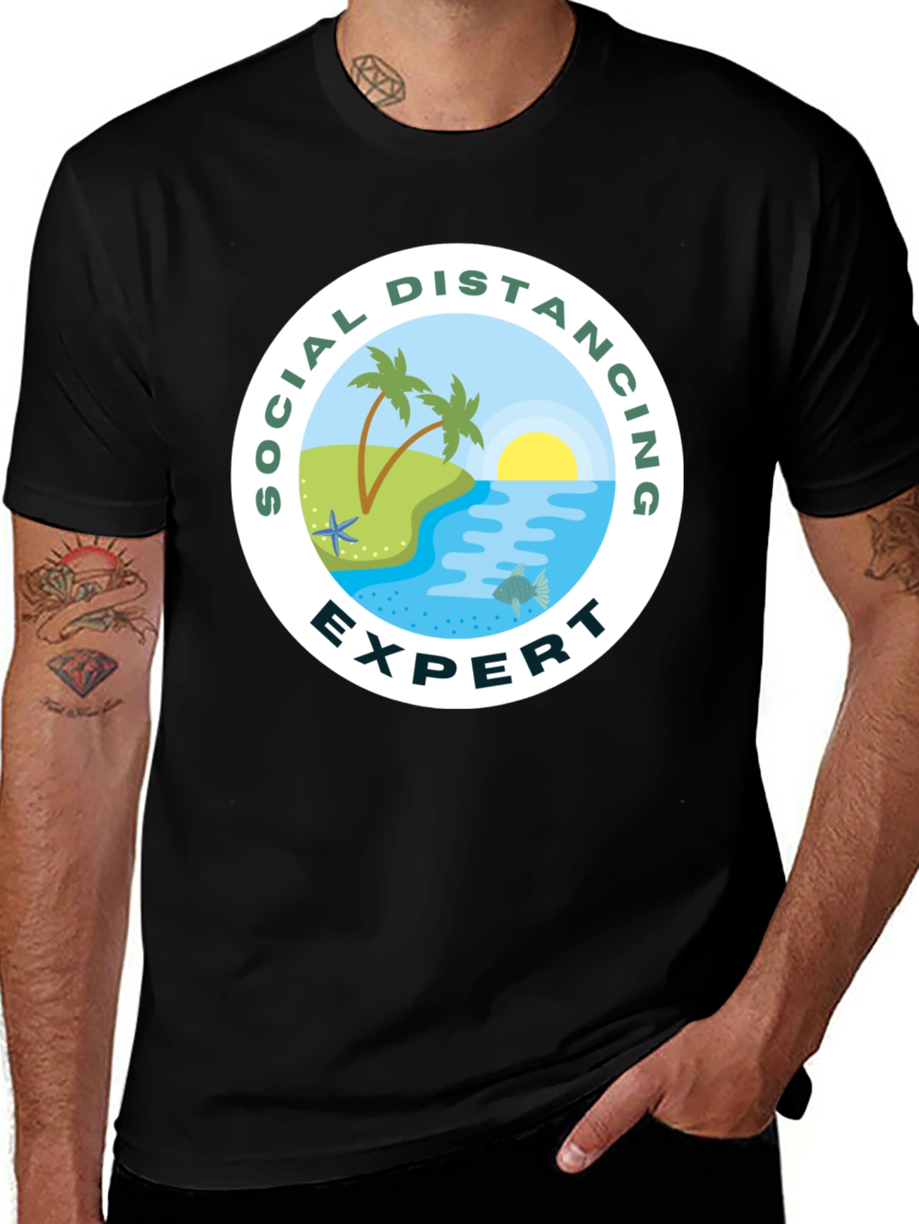 Variant 13 of Social Distancing Expert Black T-Shirt