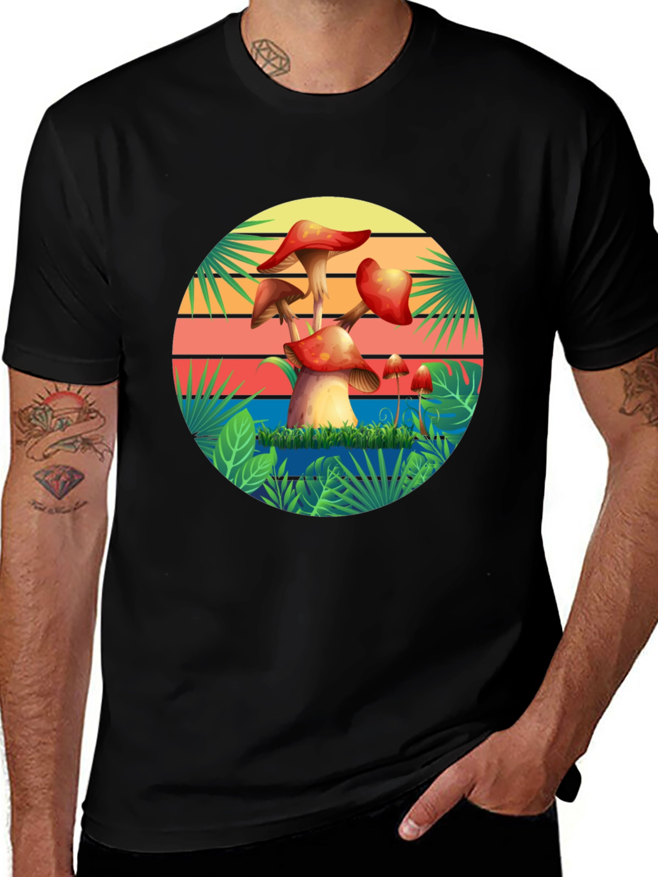Variant 9 of Mushroom Sunset Graphic T-Shirt - Nature Inspired Tee