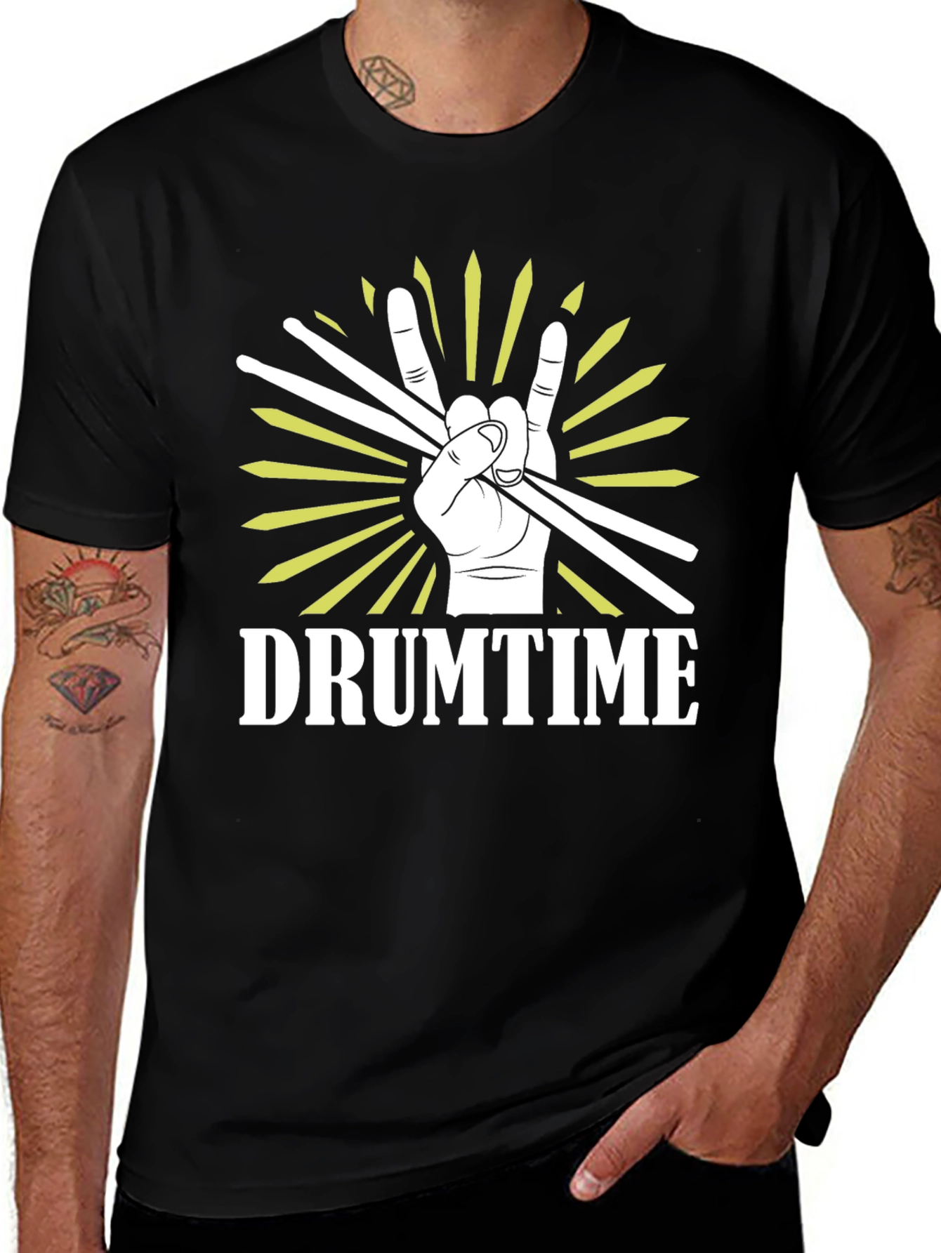 Variant 9 of Drumtime Graphic Tee - Rock On Drummer T-Shirt