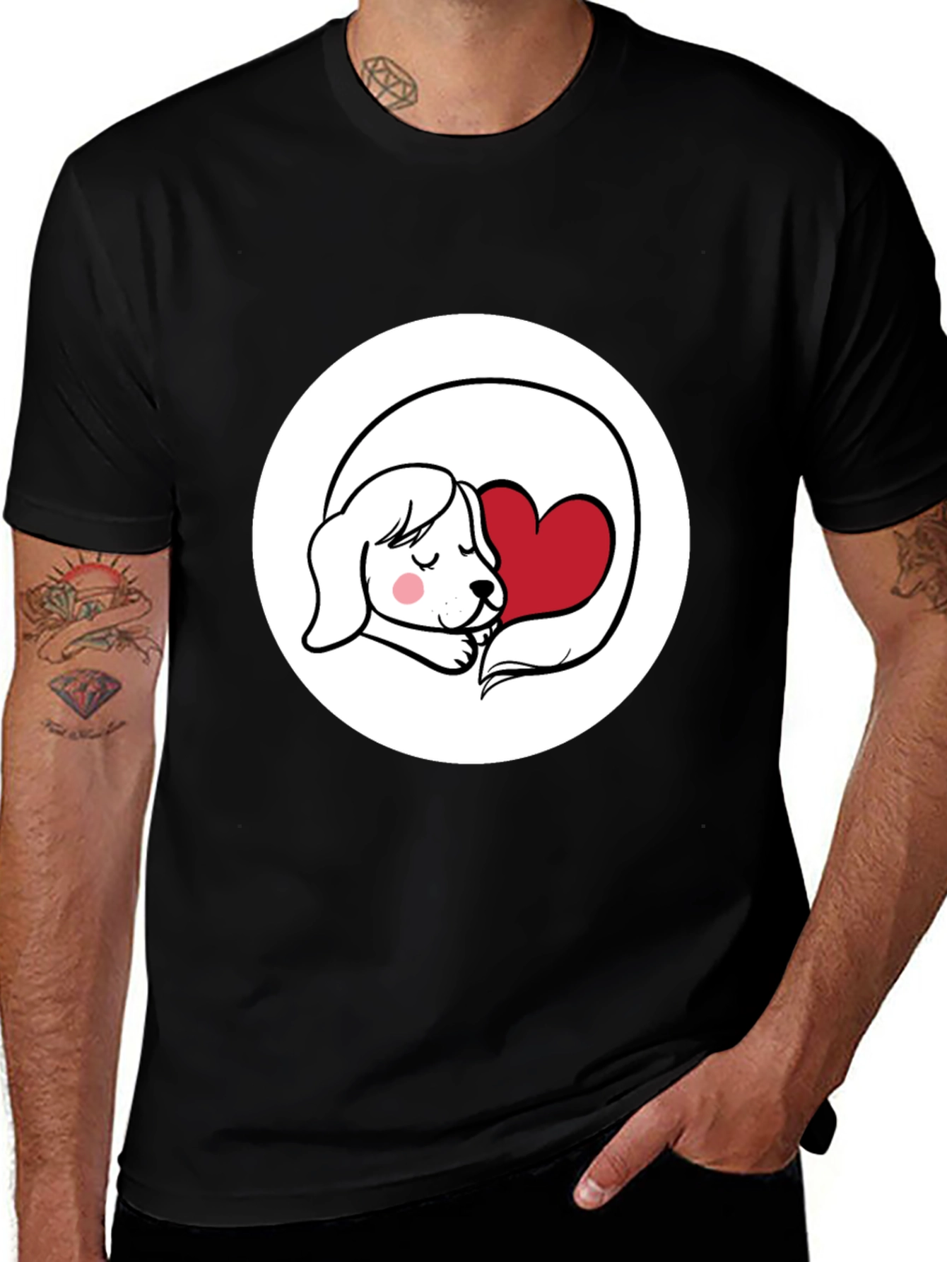 Variant 10 of Dog with Heart Graphic T-Shirt - Cute Design