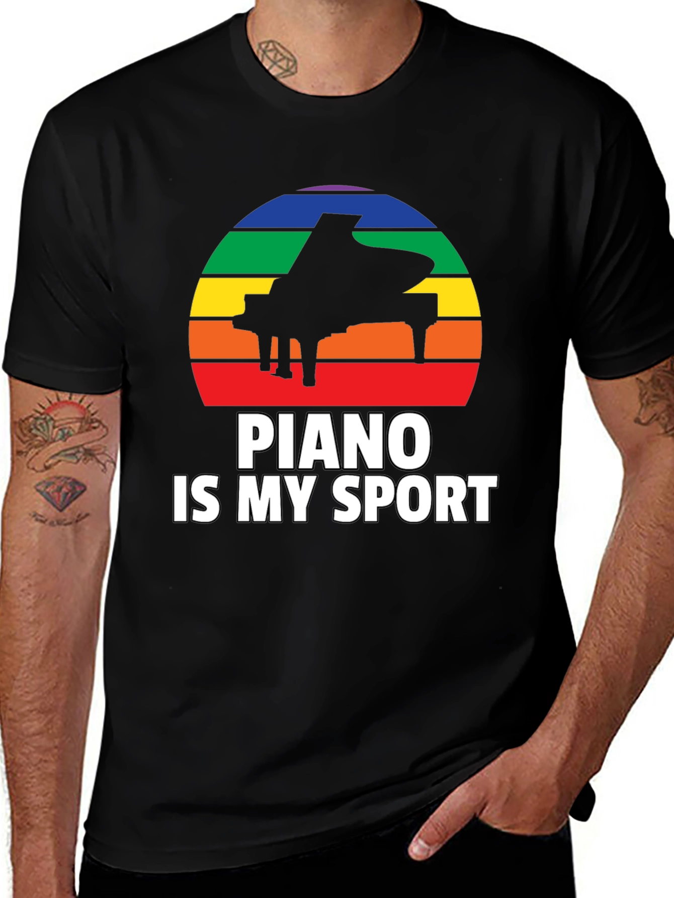 Variant 14 of Piano is My Sport T-Shirt - Rainbow Musical Tee