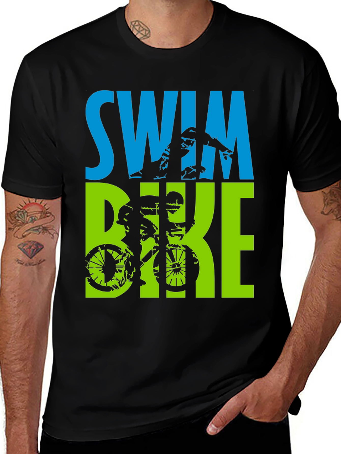 Variant 13 of Triathlon Swim Bike T-Shirt