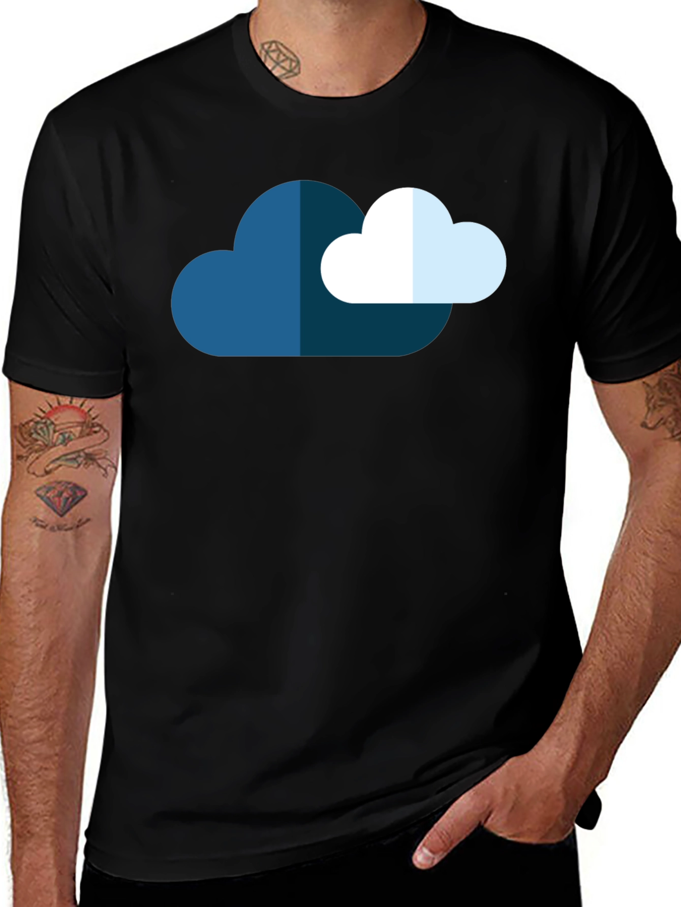 Variant 8 of Cloud Graphic Black T-Shirt