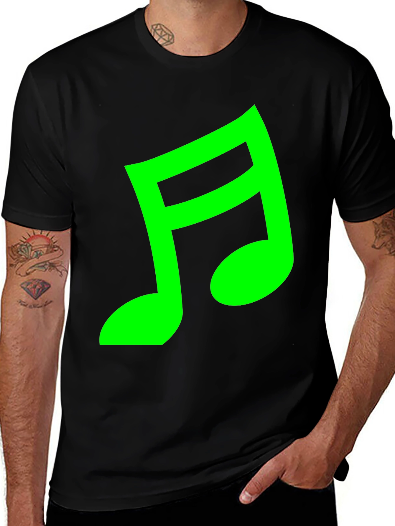 Variant 14 of Musical Note Graphic Tee - Black Cotton Comfort