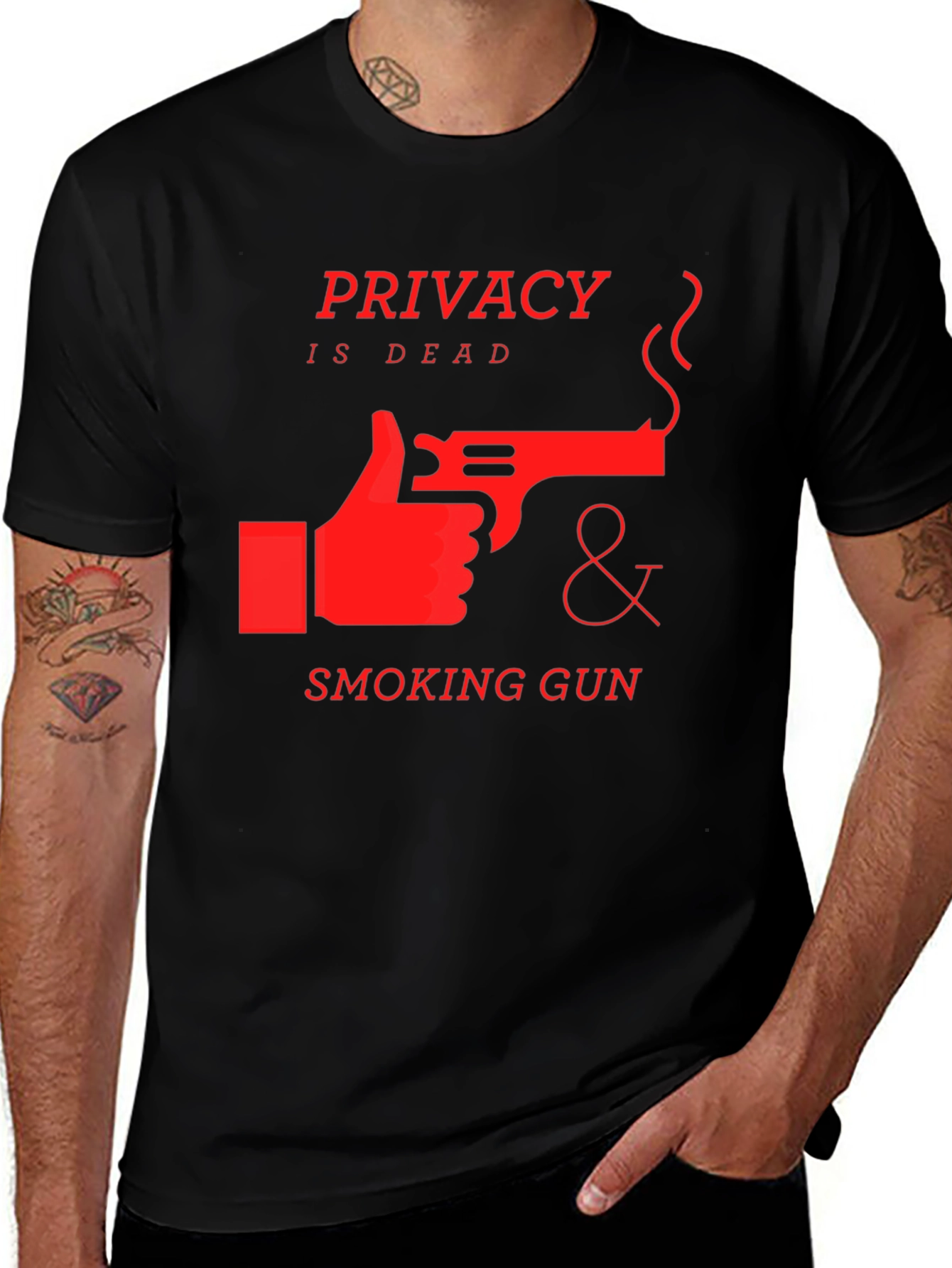 Variant 18 of Privacy is Dead T-Shirt - Smoking Gun Design
