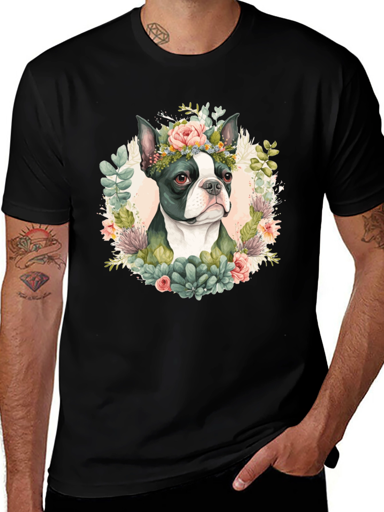 Variant 26 of Dog Floral Crown Graphic Tee
