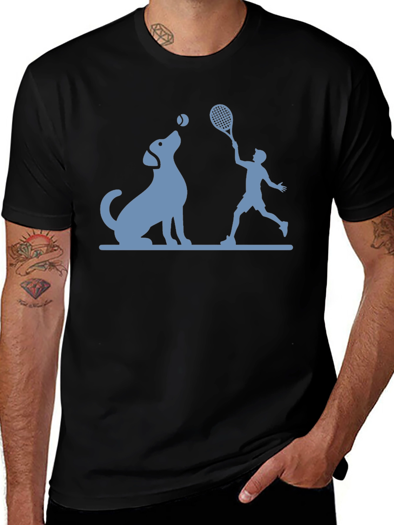 Variant 4 of Dog & Tennis Player Graphic T-Shirt