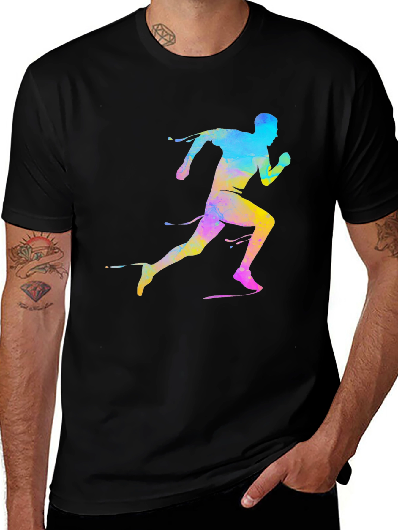 Variant 14 of Runner Graphic Tee - Black Cotton Blend