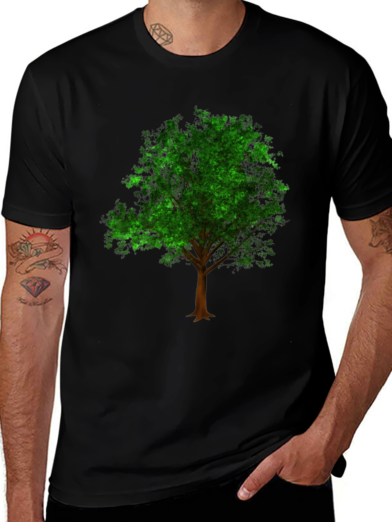 Variant 28 of Nature Tree Graphic T-Shirt - Relaxed Fit Black Tee