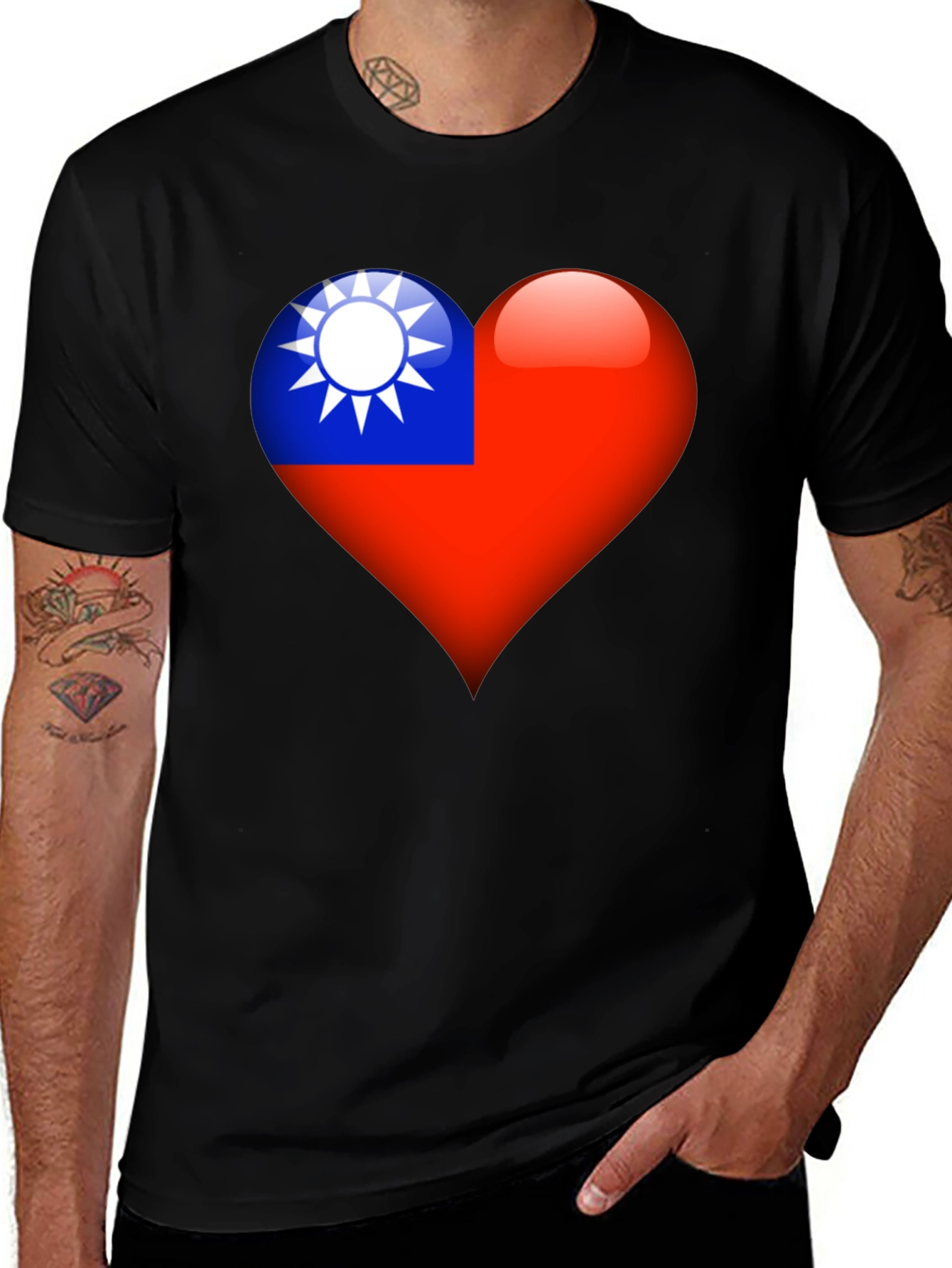 Taiwanese Flag Heart T-Shirt - Show Your Love
