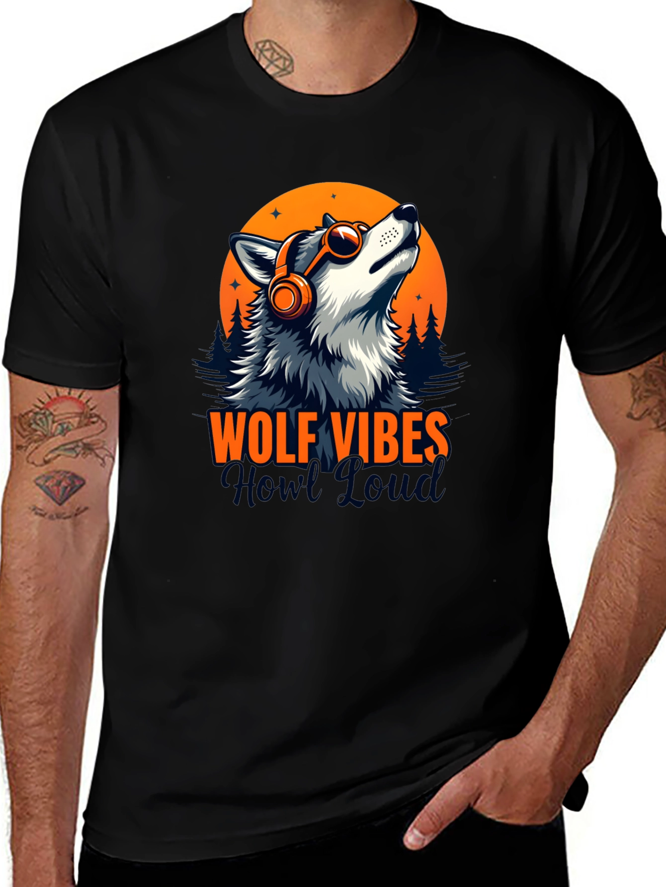 Variant 6 of Wolf Vibes T-Shirt - Howl Loud Graphic Tee