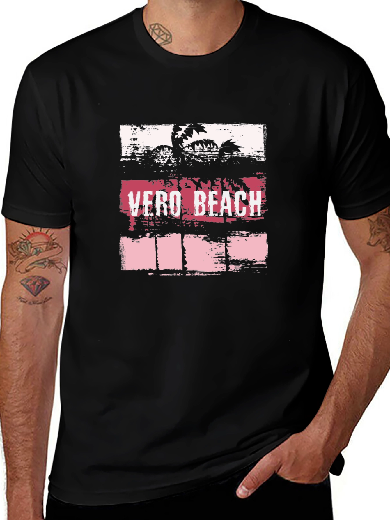 Vero Beach Graphic Tee - Retro Palm Tree T-Shirt