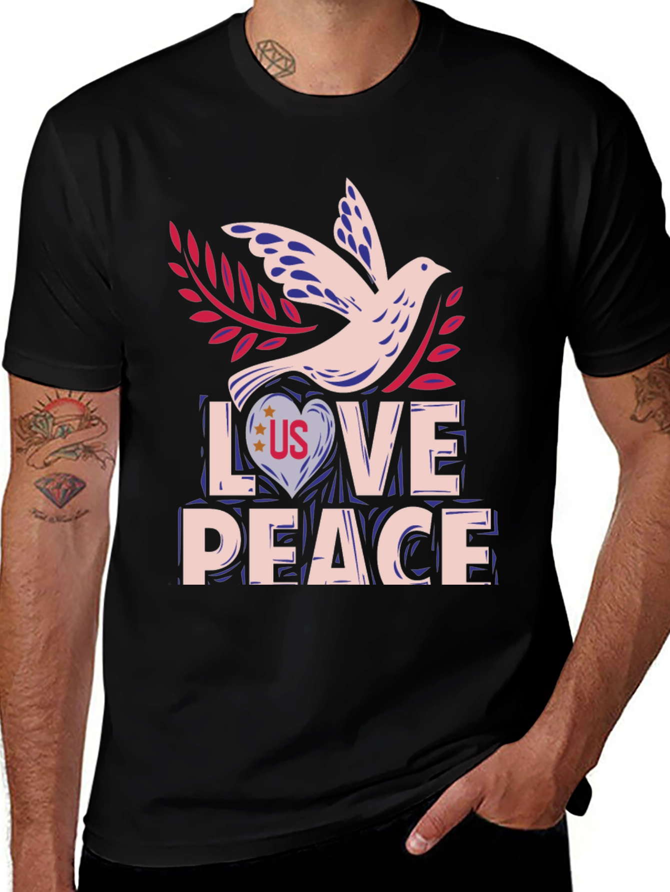 Variant 3 of Love and Peace Dove Graphic Tee