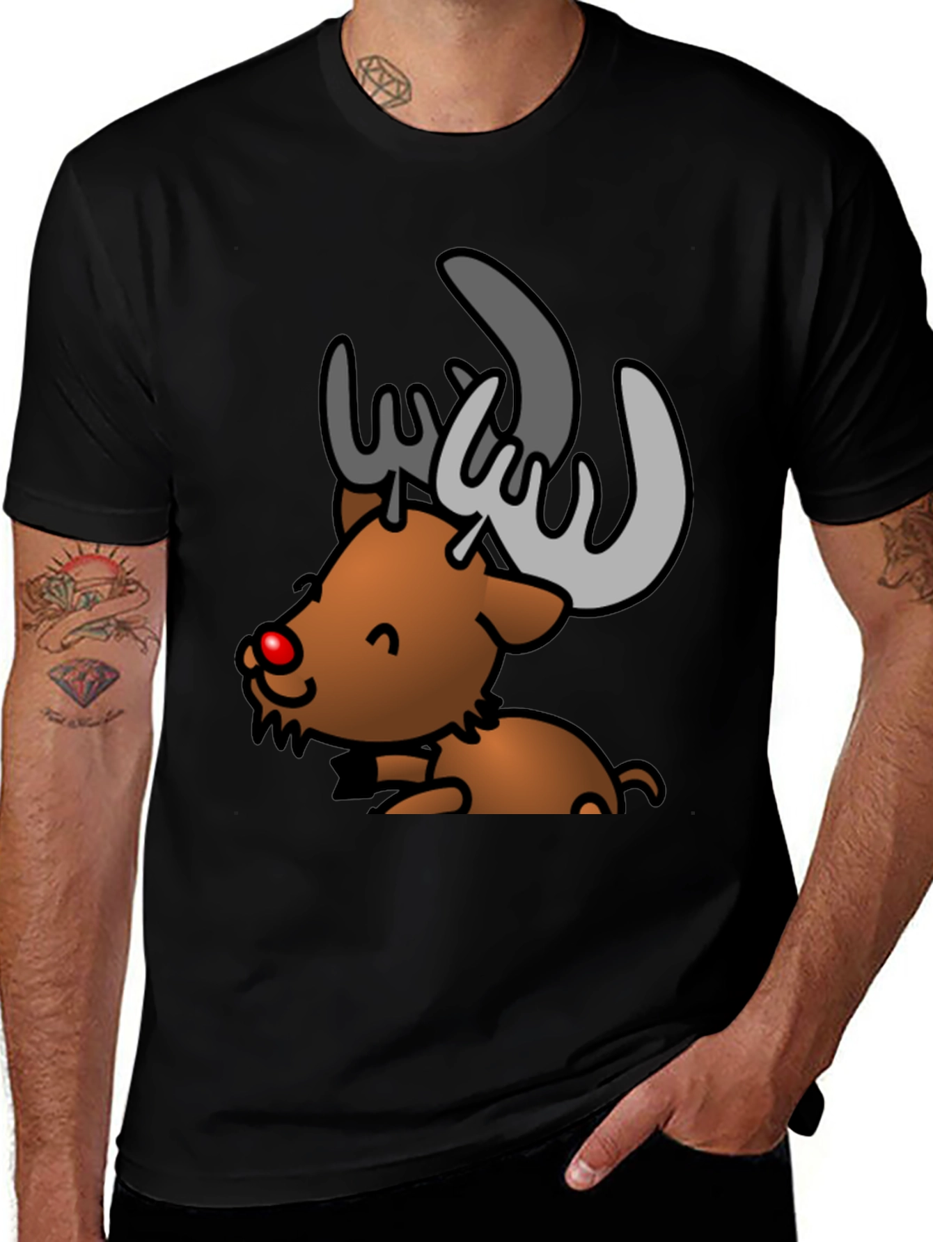 Variant 5 of Cute Cartoon Reindeer T-Shirt - Holiday Cheer