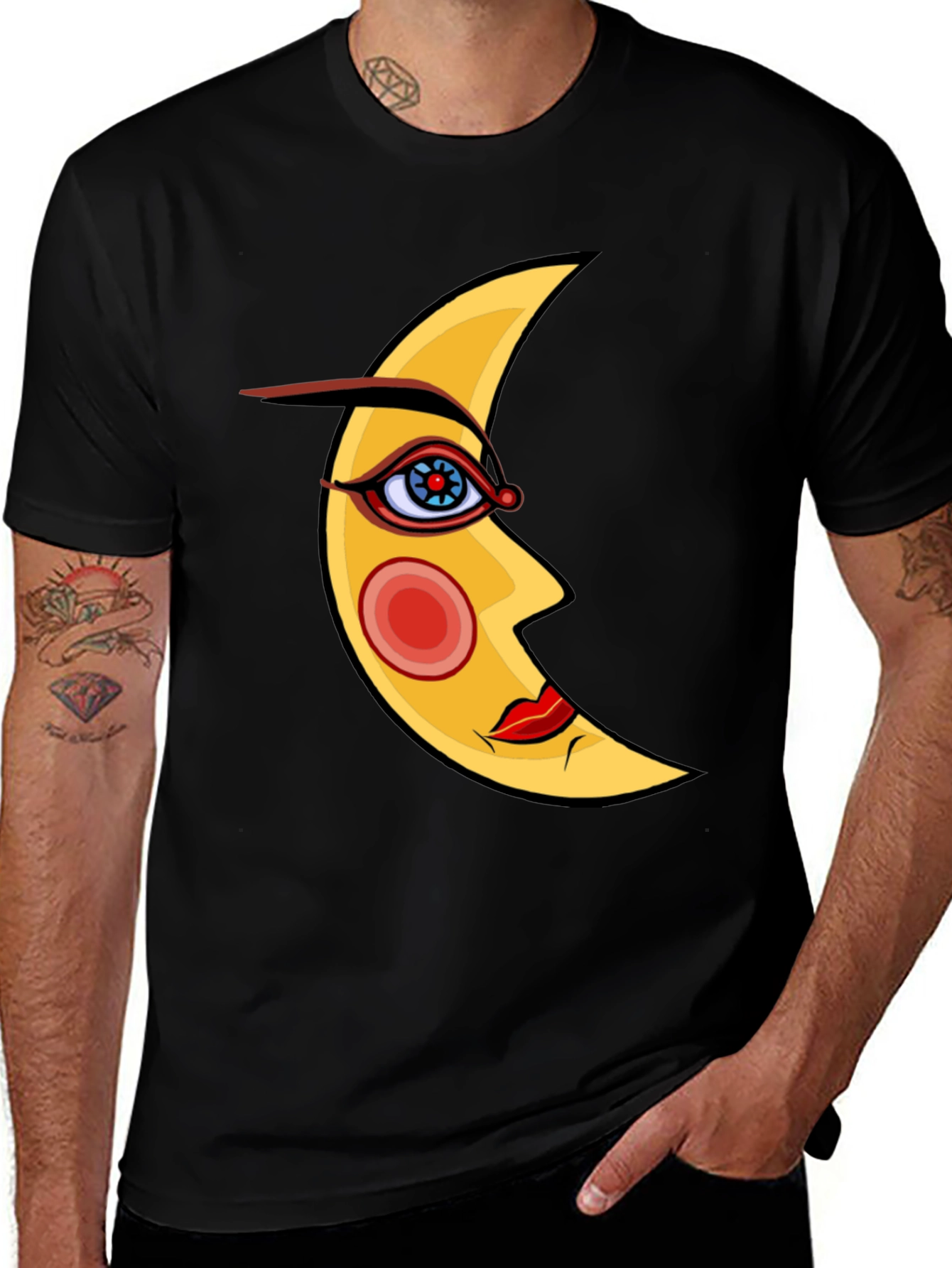 Variant 26 of Mystic Moon Face Black T-Shirt