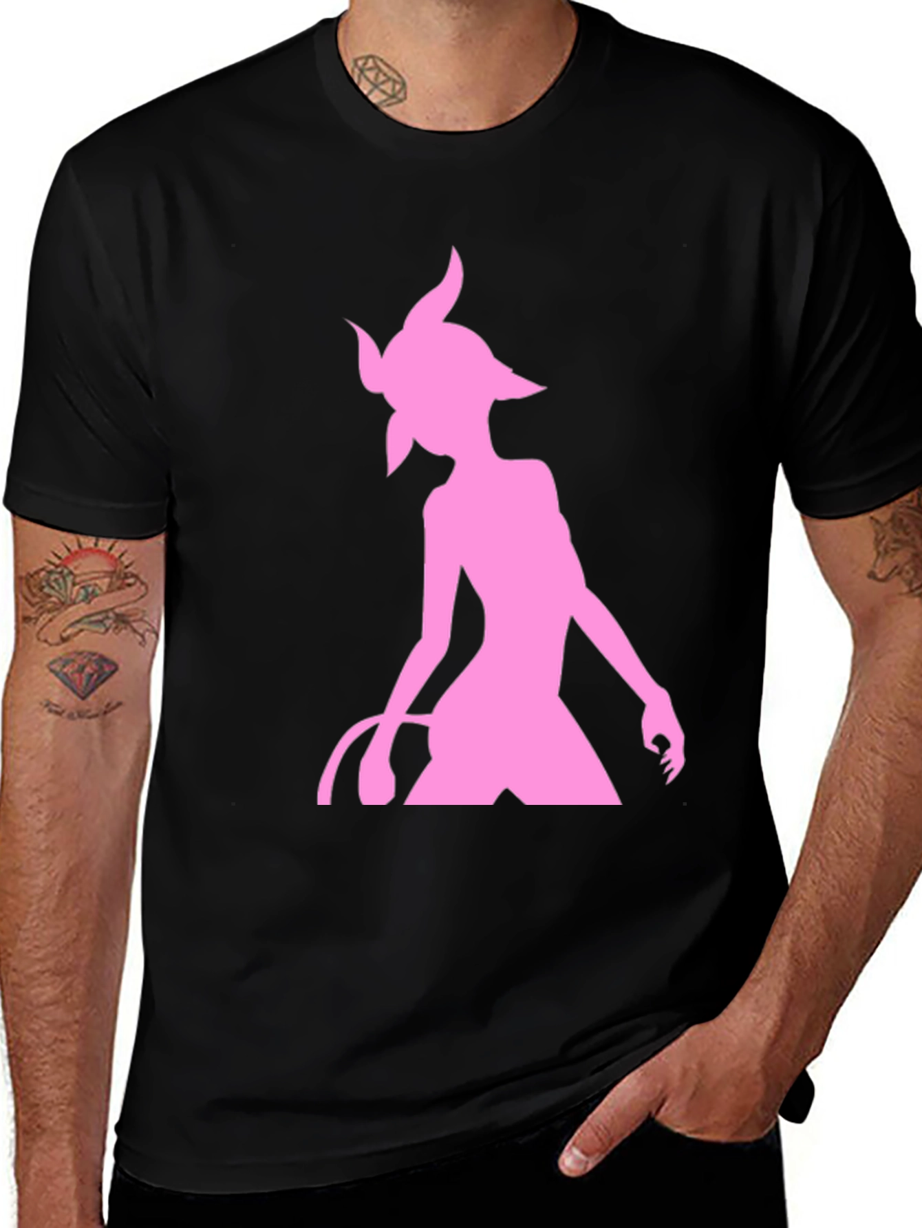 Variant 21 of Pink Devil Girl Silhouette Black T-Shirt