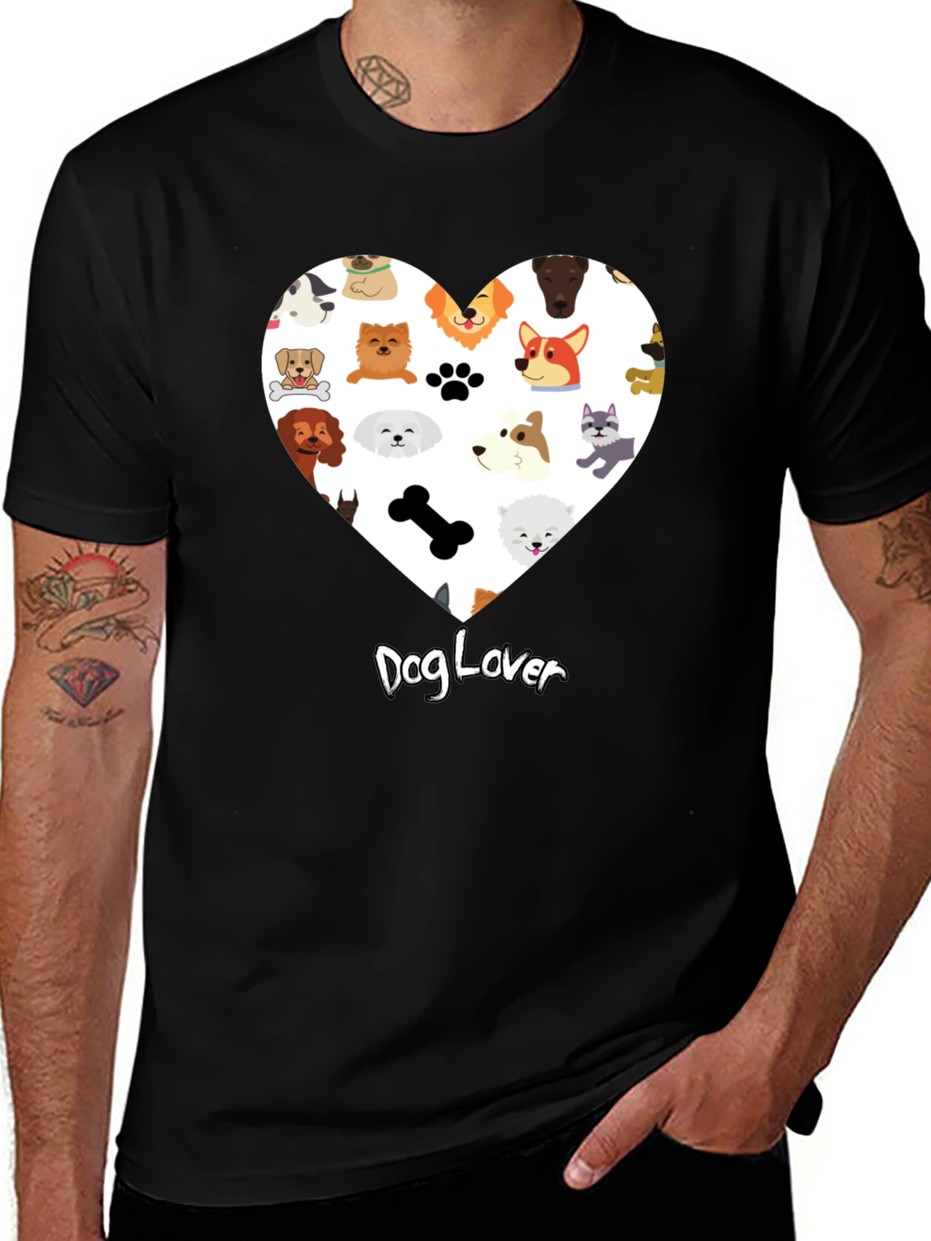 Variant 17 of Dog Lover Graphic T-Shirt - Cute Dog Breed Heart Design