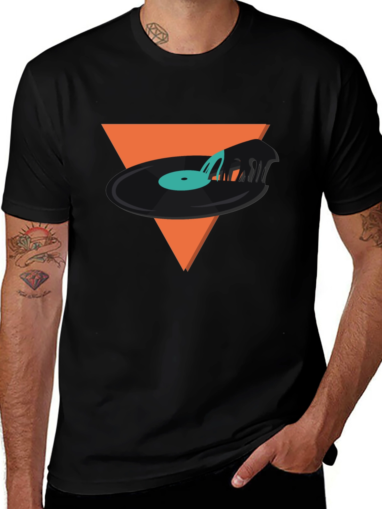Variant 17 of Retro Record Player Graphic T-Shirt - Black