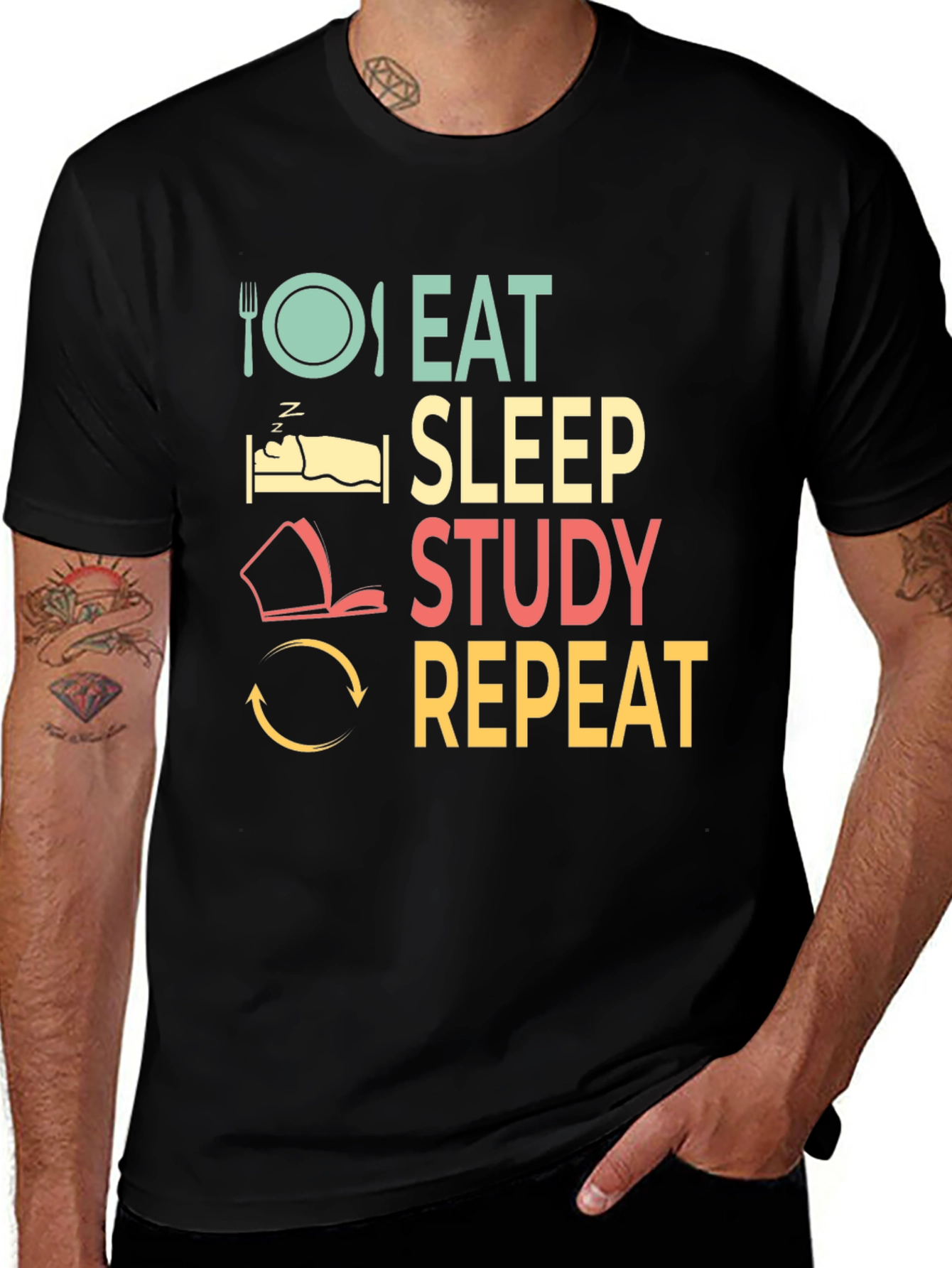 Variant 15 of Eat Sleep Study Repeat T-Shirt - Student Life Tee