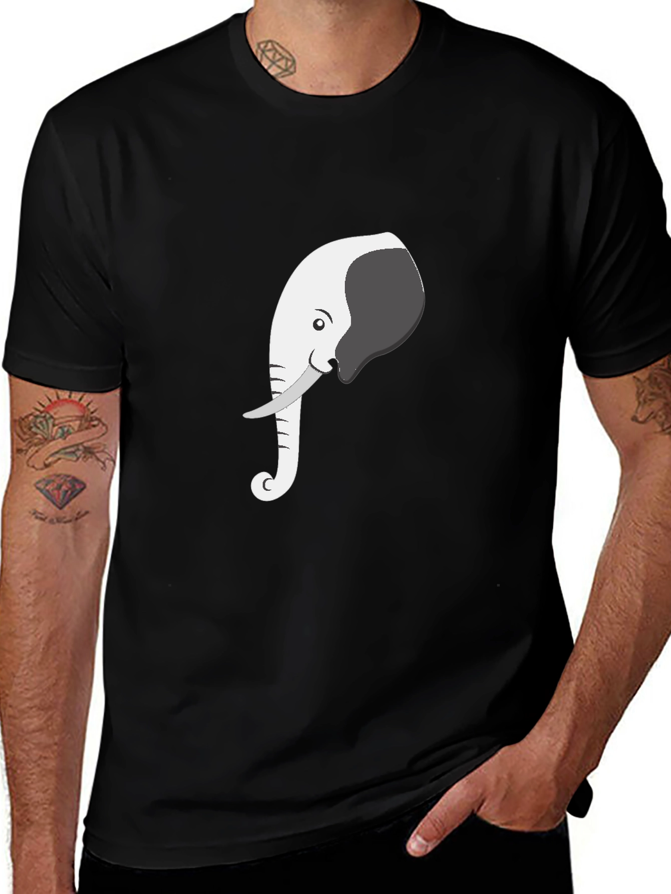 Variant 2 of Elephant Graphic Tee - Black Cotton Comfort