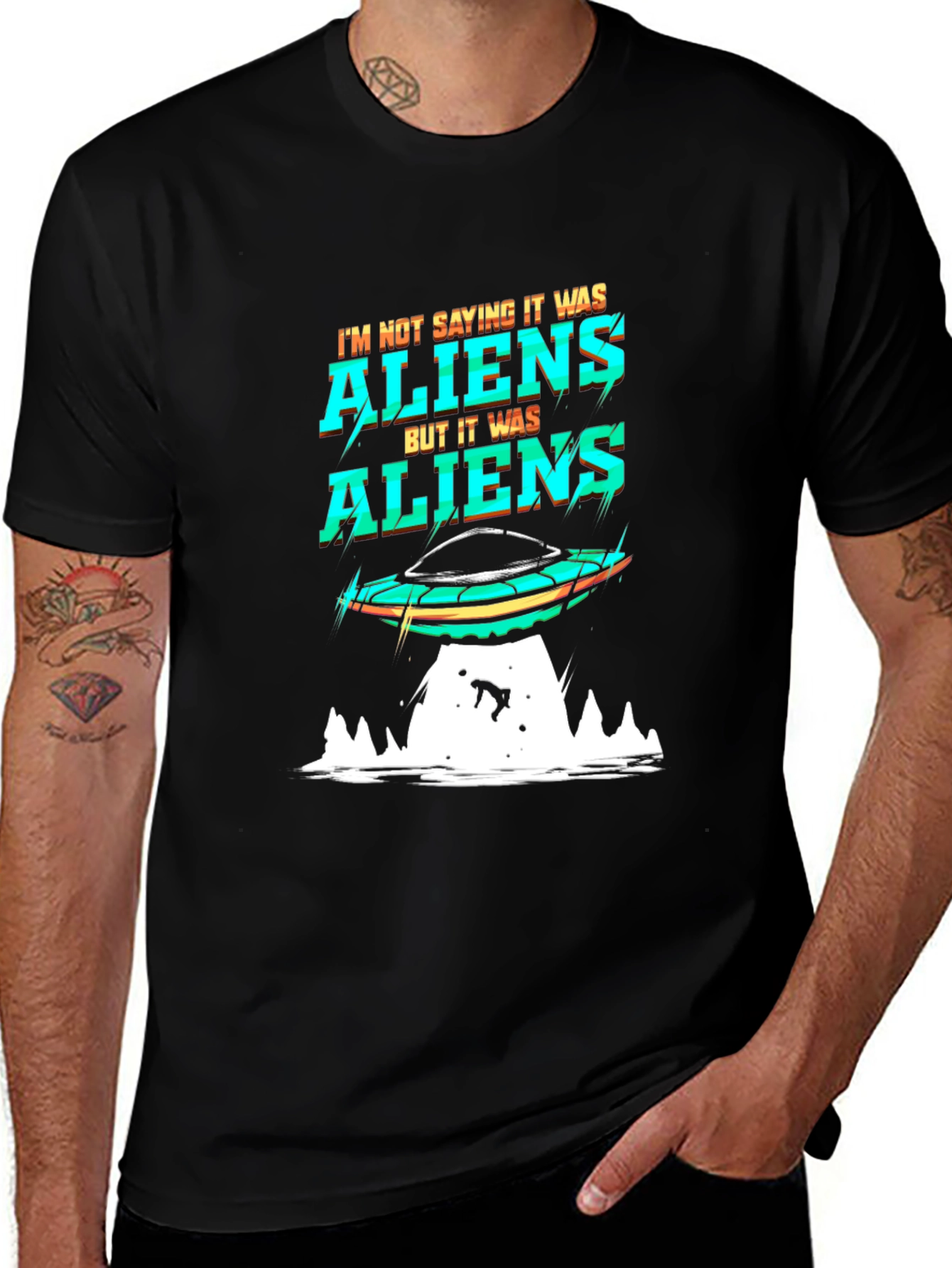 Variant 5 of Aliens Graphic T-Shirt UFO Abduction Tee