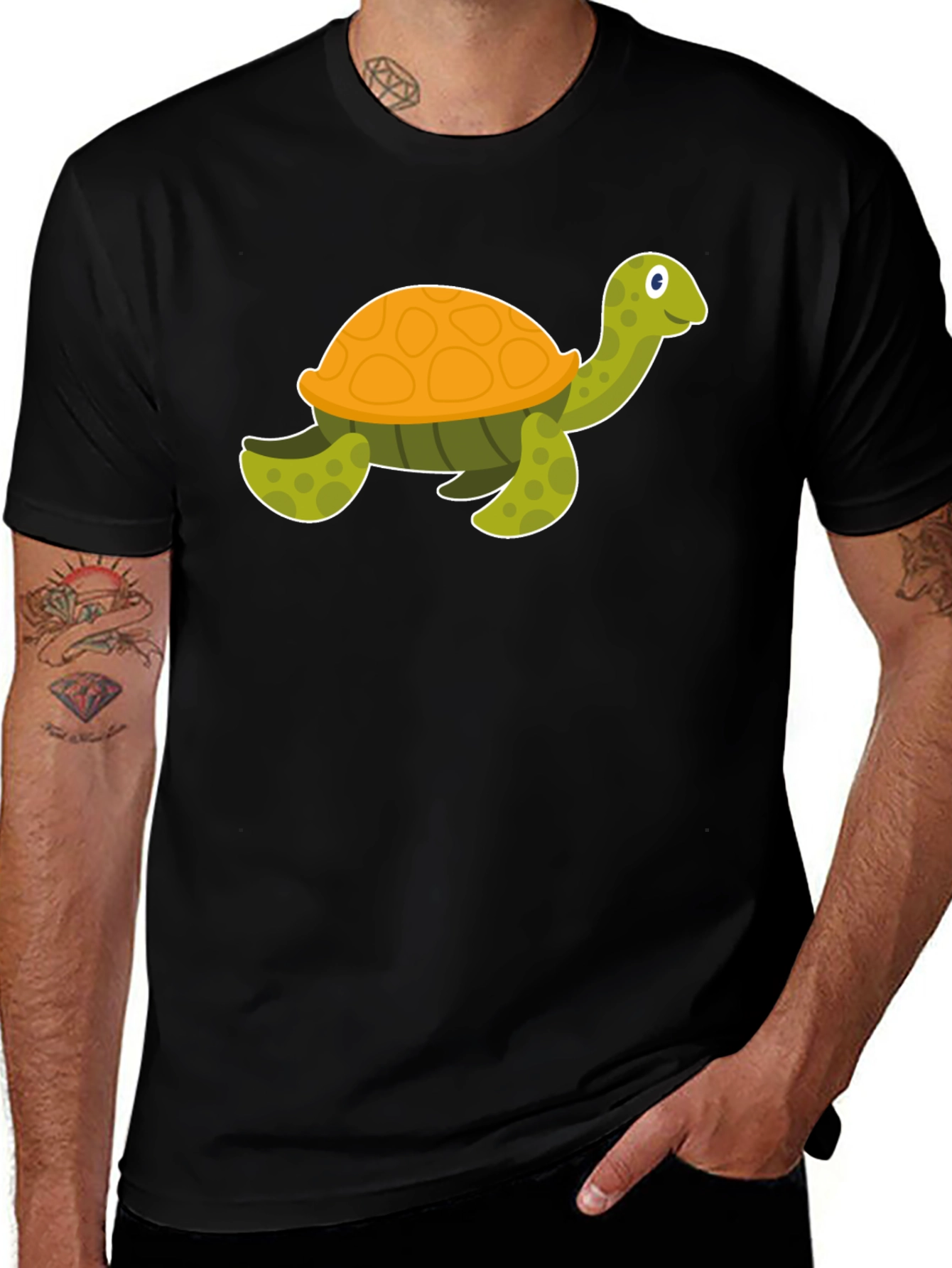 Variant 30 of Cartoon Turtle Black T-Shirt