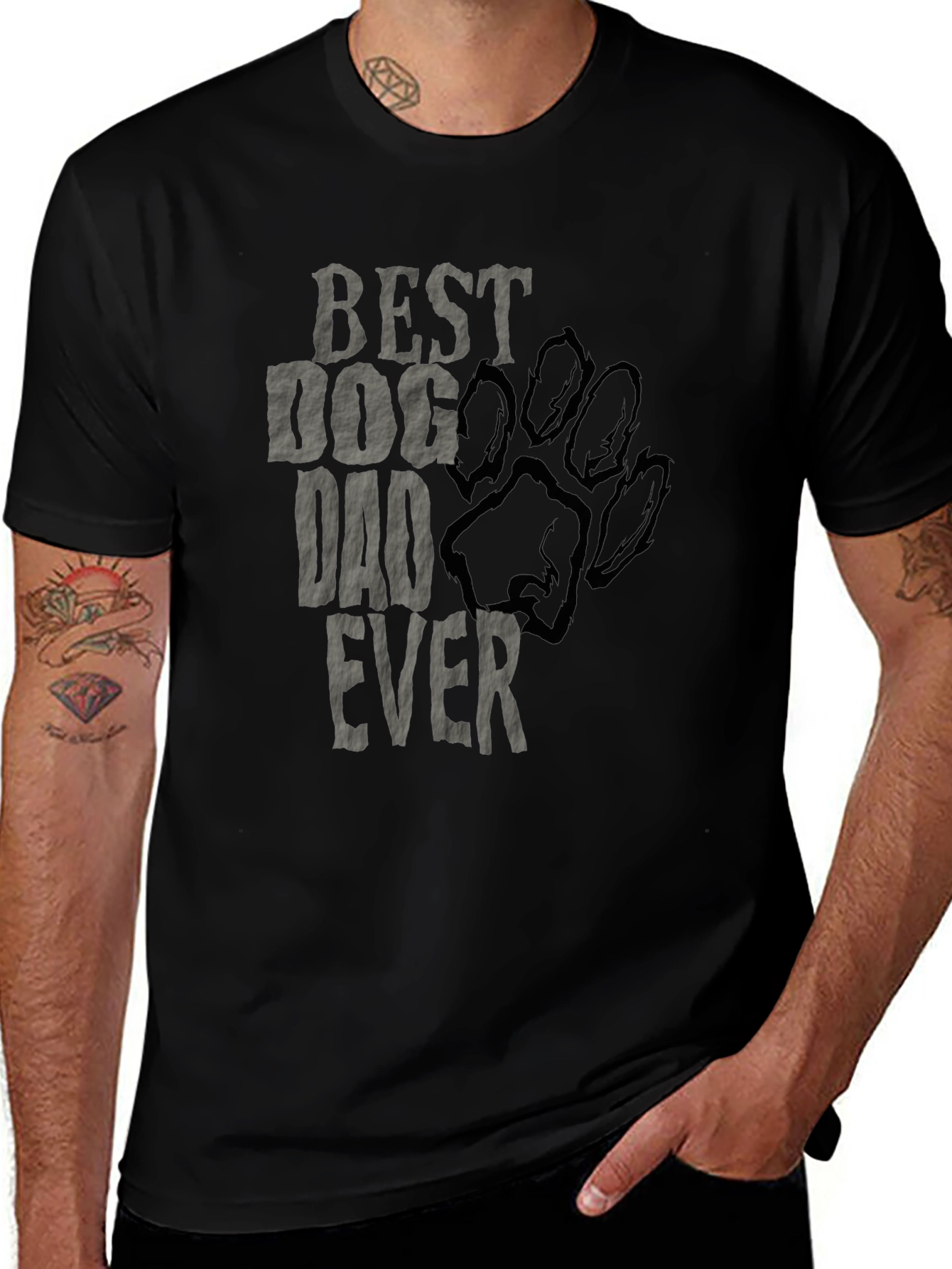 Variant 15 of Best Dog Dad Ever T-Shirt - Black Graphic Tee