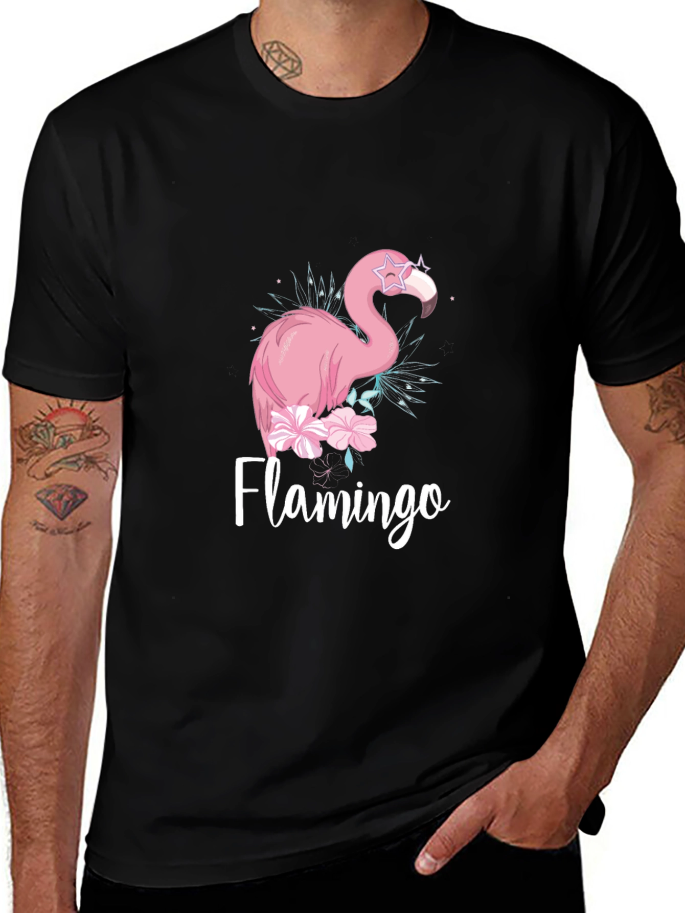 Variant 20 of Stylish Flamingo Graphic Black T-Shirt