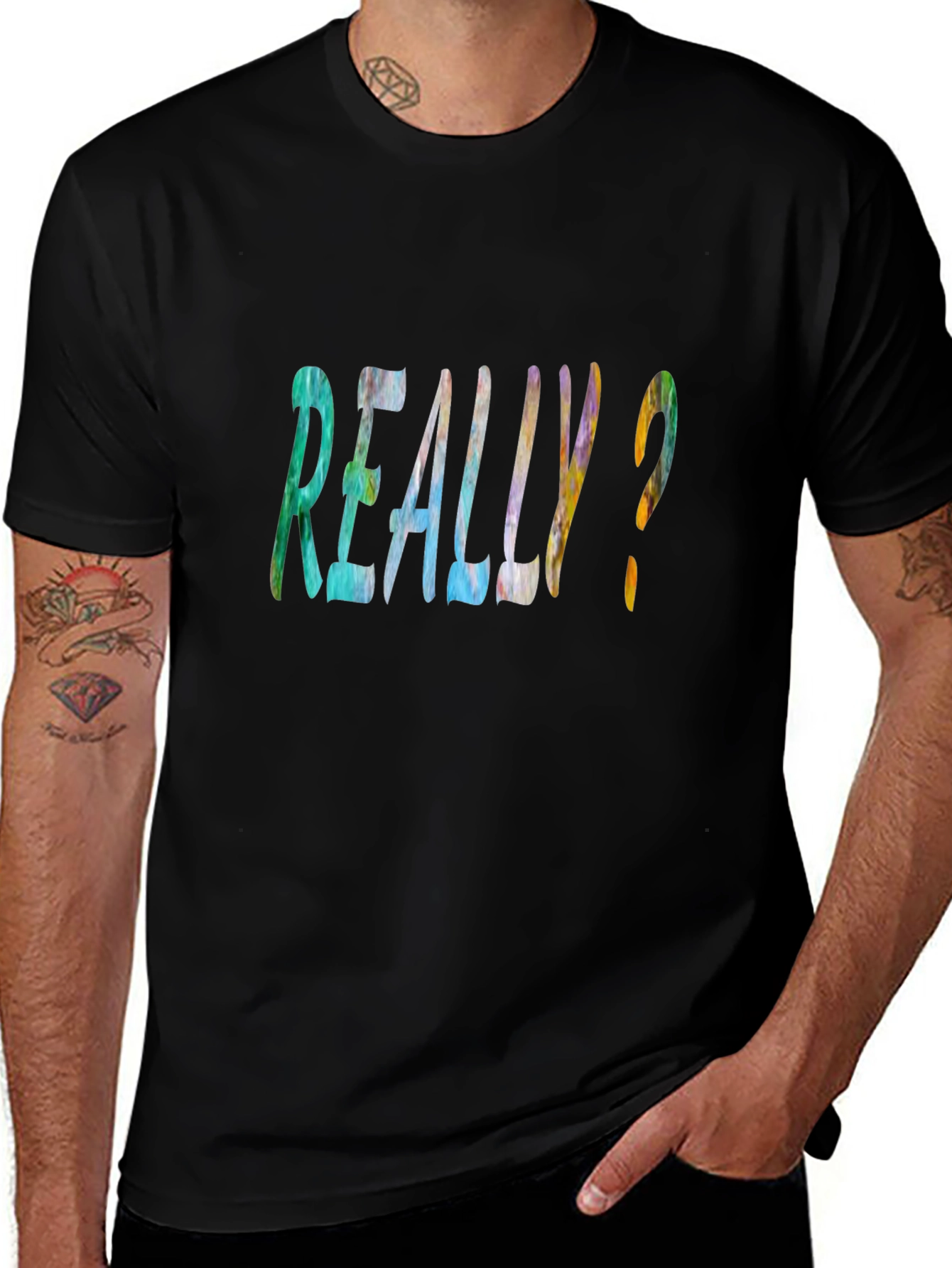 Variant 29 of Really? Graphic Print Black T-Shirt