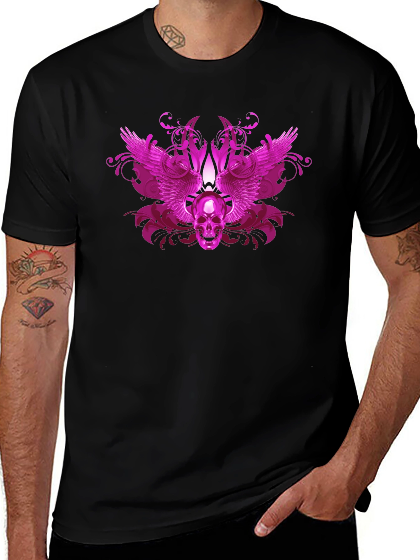 Variant 24 of Skull Wings Graphic T-Shirt - Gothic Style