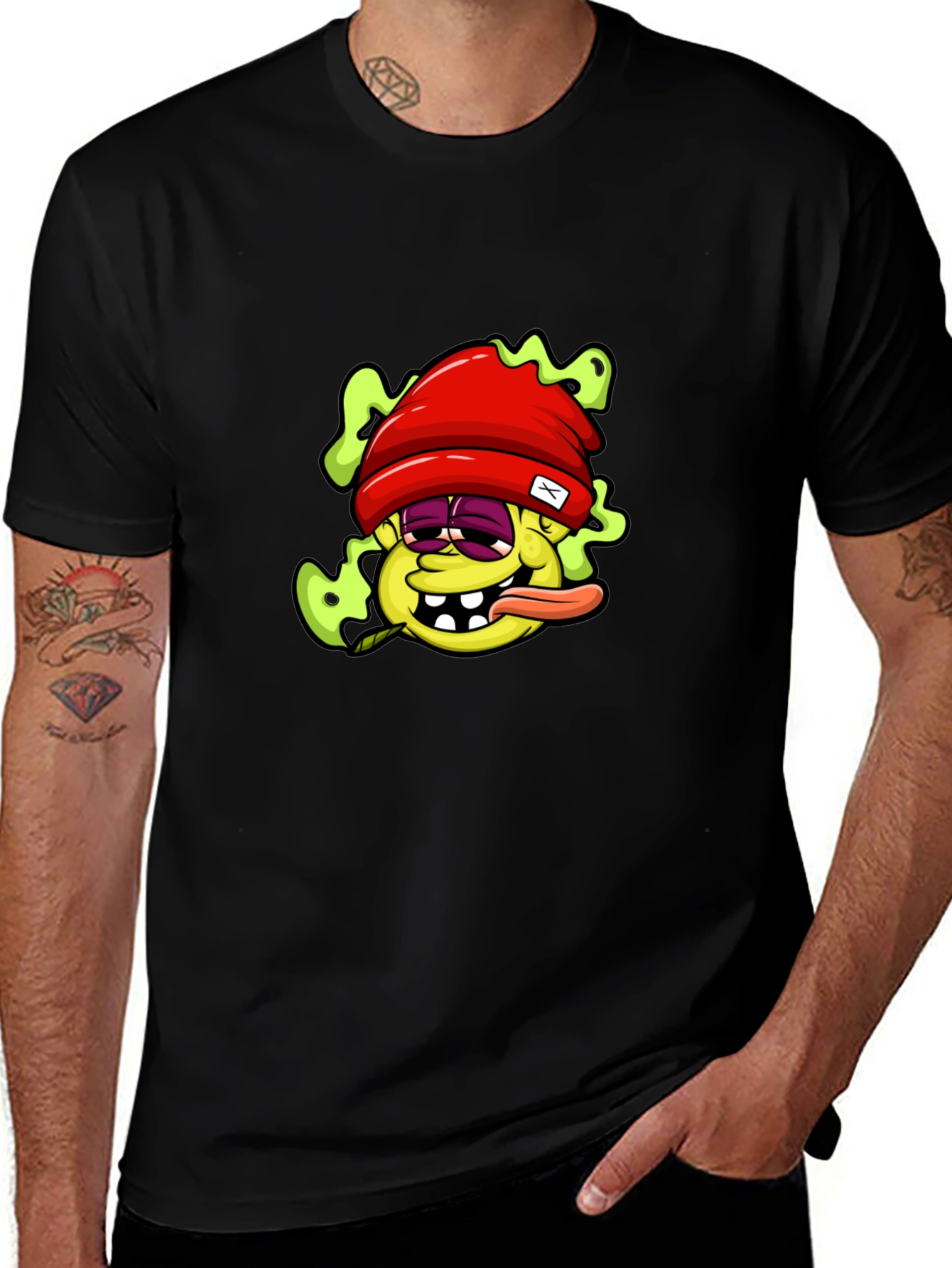 Variant 27 of Cartoon Character Graphic Black T-Shirt