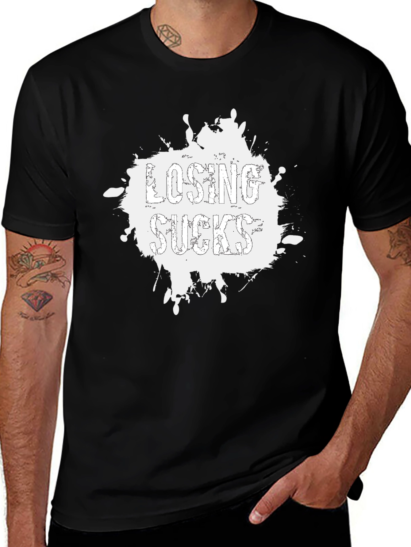 Variant 17 of Losing Sucks Graphic T-Shirt - Stylish Men's Black Tee
