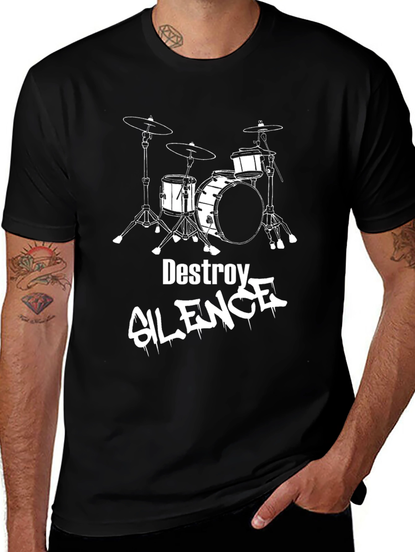 Variant 6 of Destroy Silence Drum Kit T-Shirt - Black