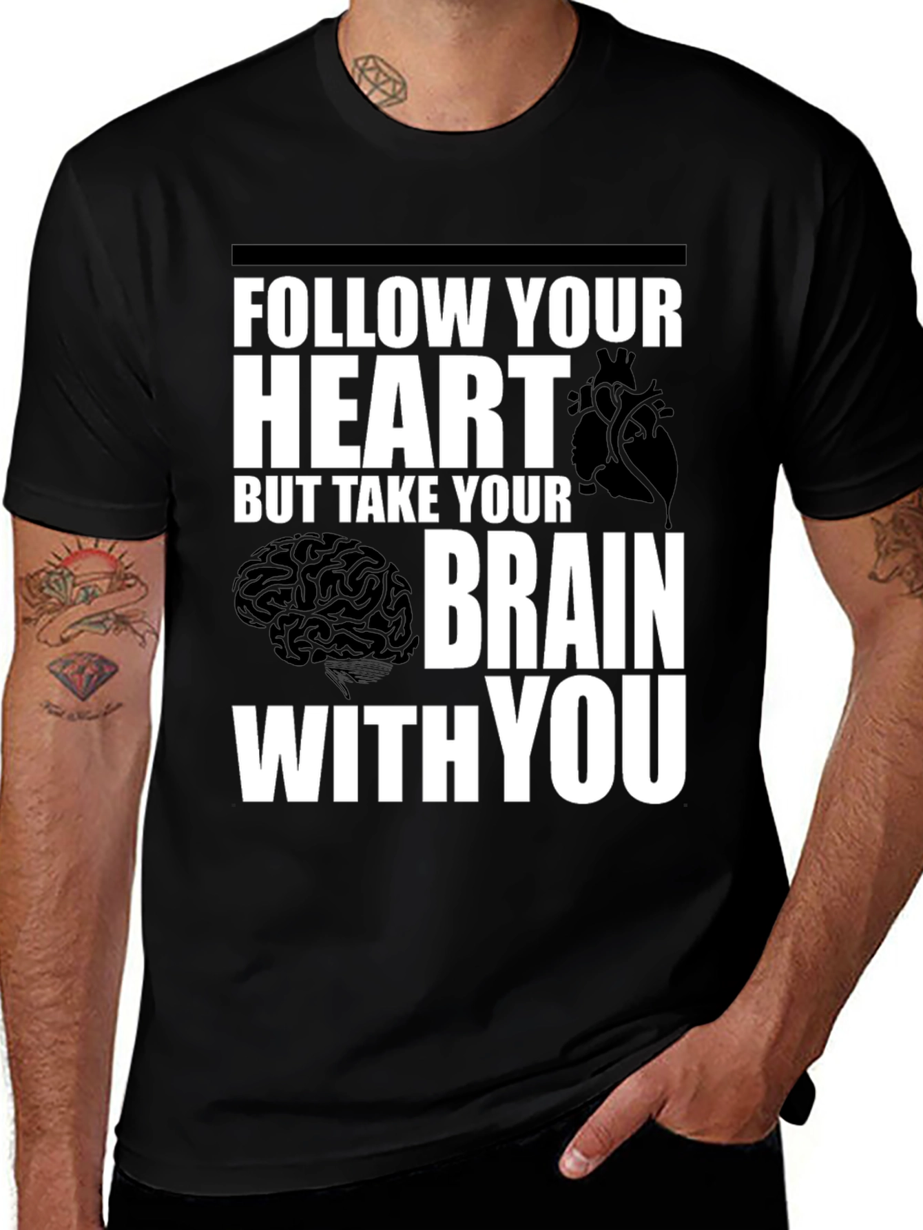 Variant 13 of Follow Your Heart Brain Graphic T-Shirt