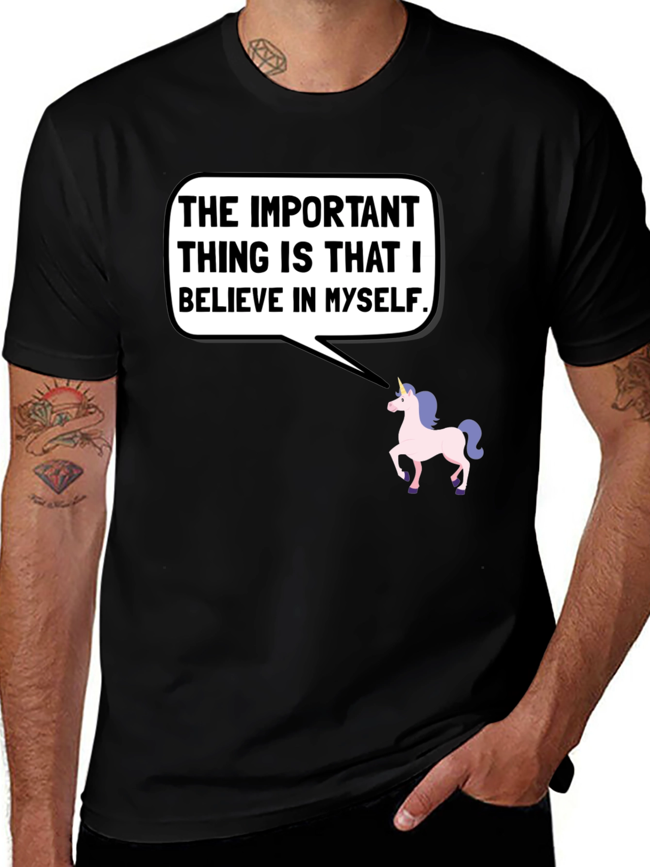 Variant 18 of Believe in Myself Unicorn Black T-Shirt