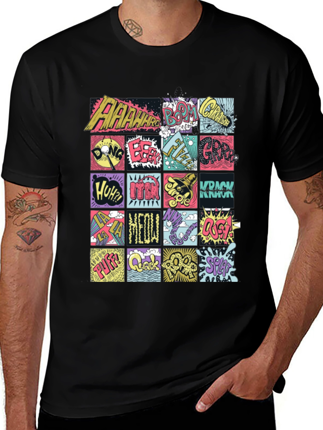 Variant 24 of Comic Sound Effect T-Shirt - Pop Art Black Tee