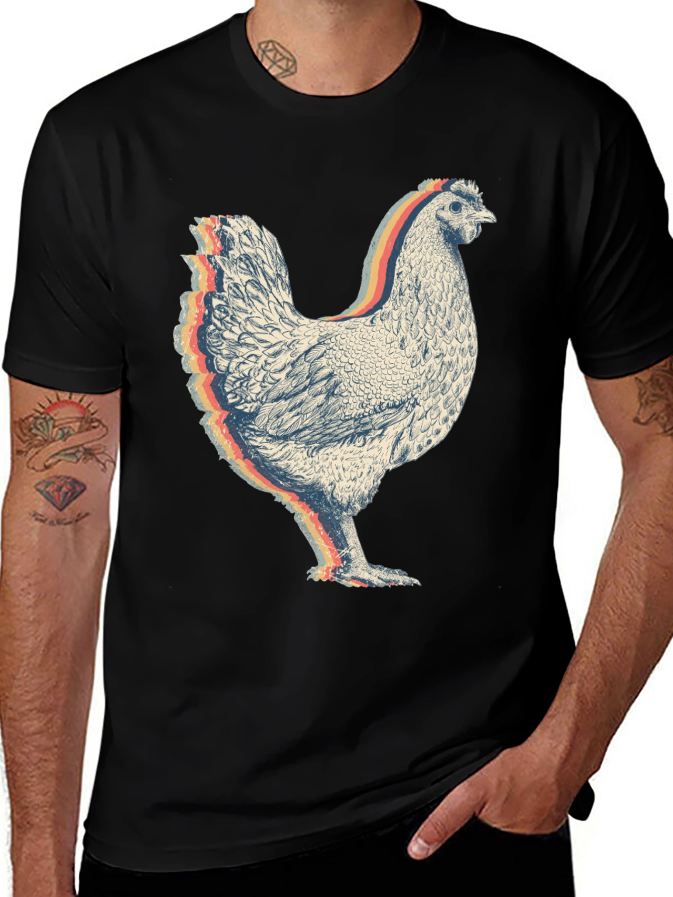 Variant 8 of Retro Chicken Graphic Tee - Cool Vintage Style