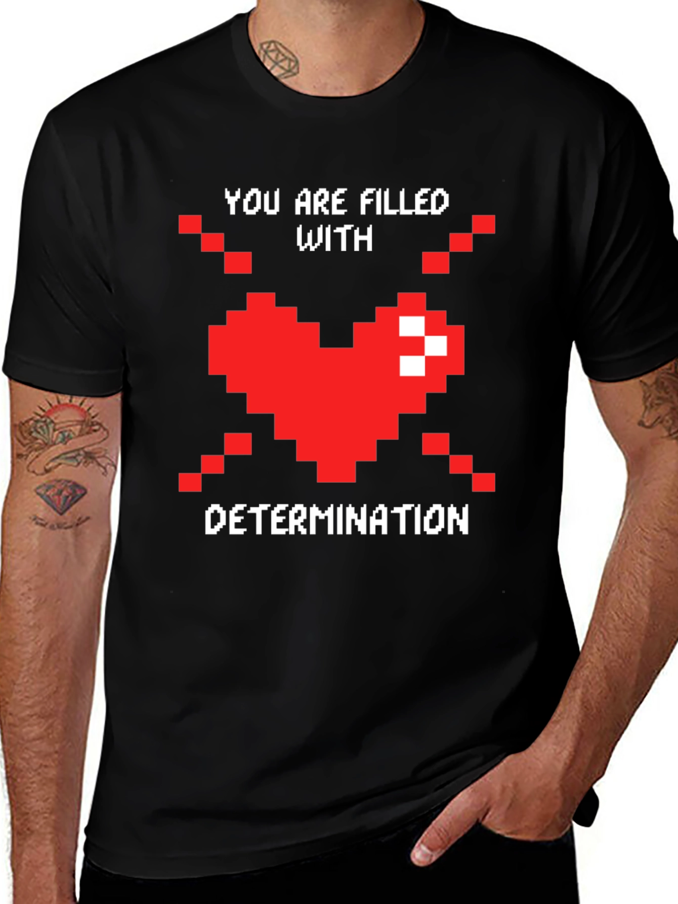 Variant 25 of Pixel Heart Determination Graphic Tee