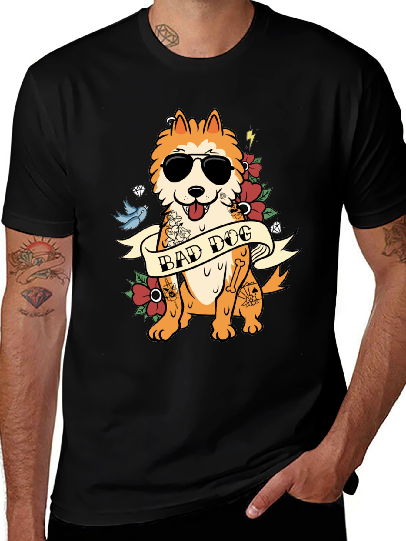 Bad Dog Tattoo T-Shirt: Cool Canine Style