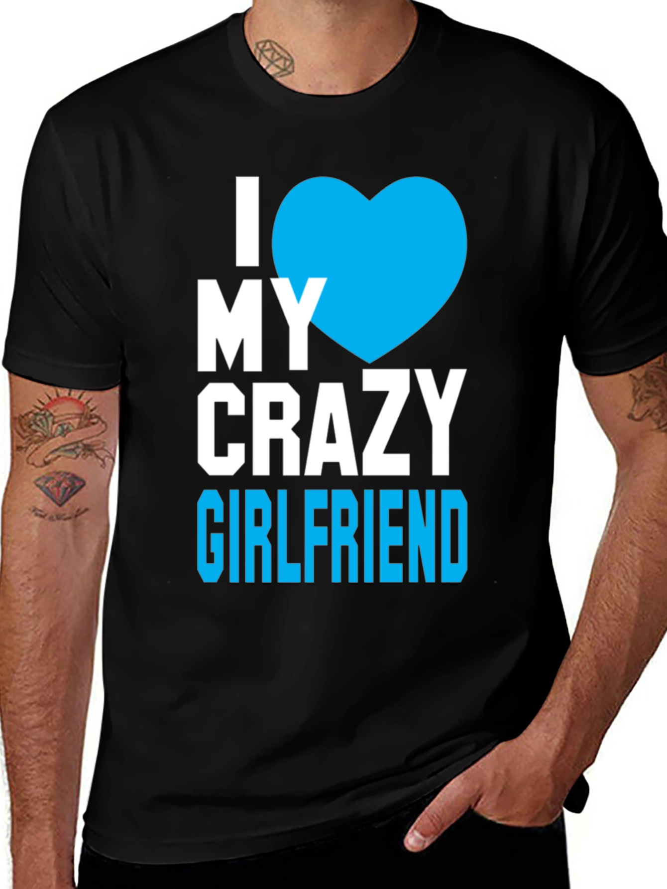 Variant 13 of I Heart My Crazy Girlfriend - Men's Black T-Shirt