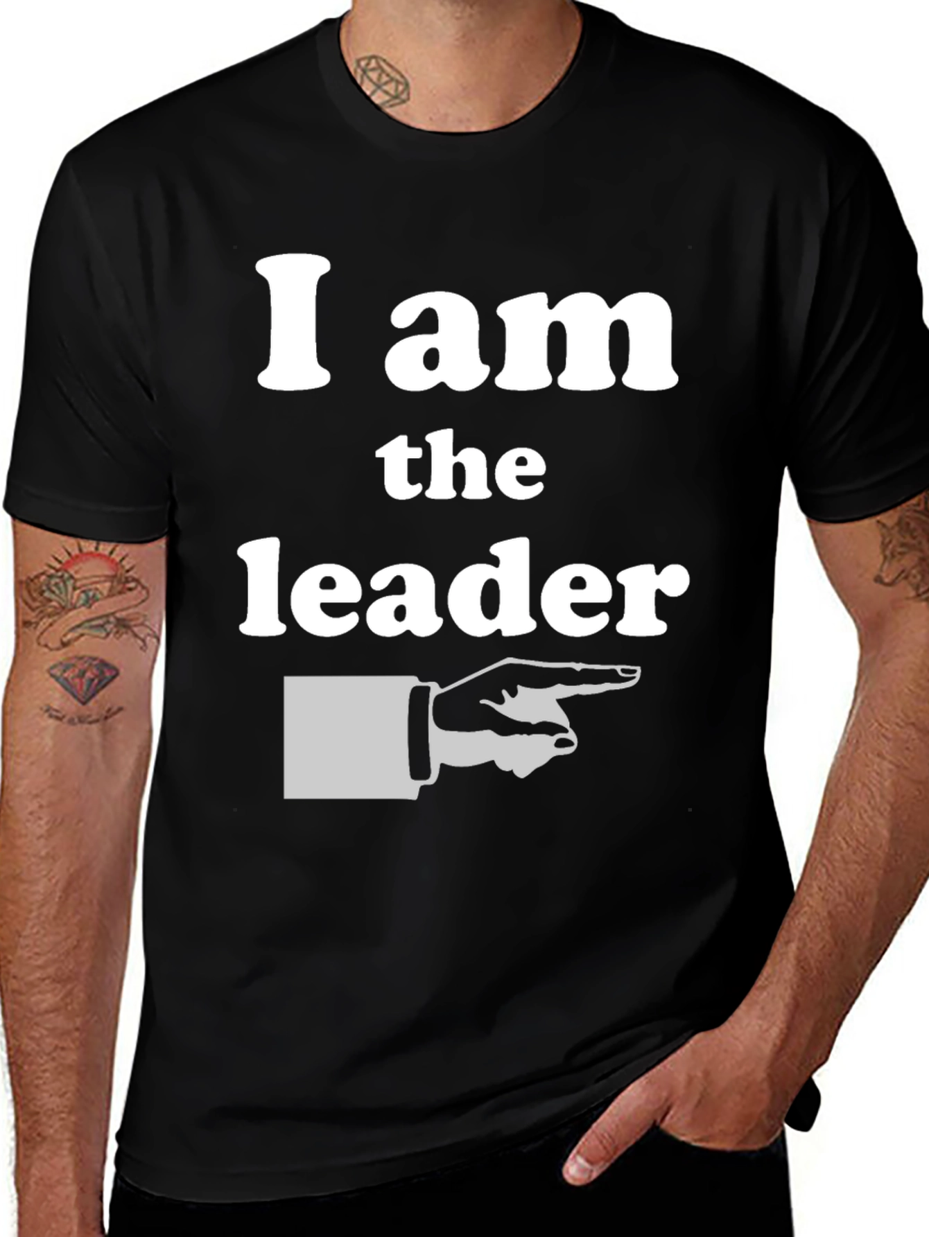Variant 3 of I Am The Leader T-Shirt Pointing Finger Graphic