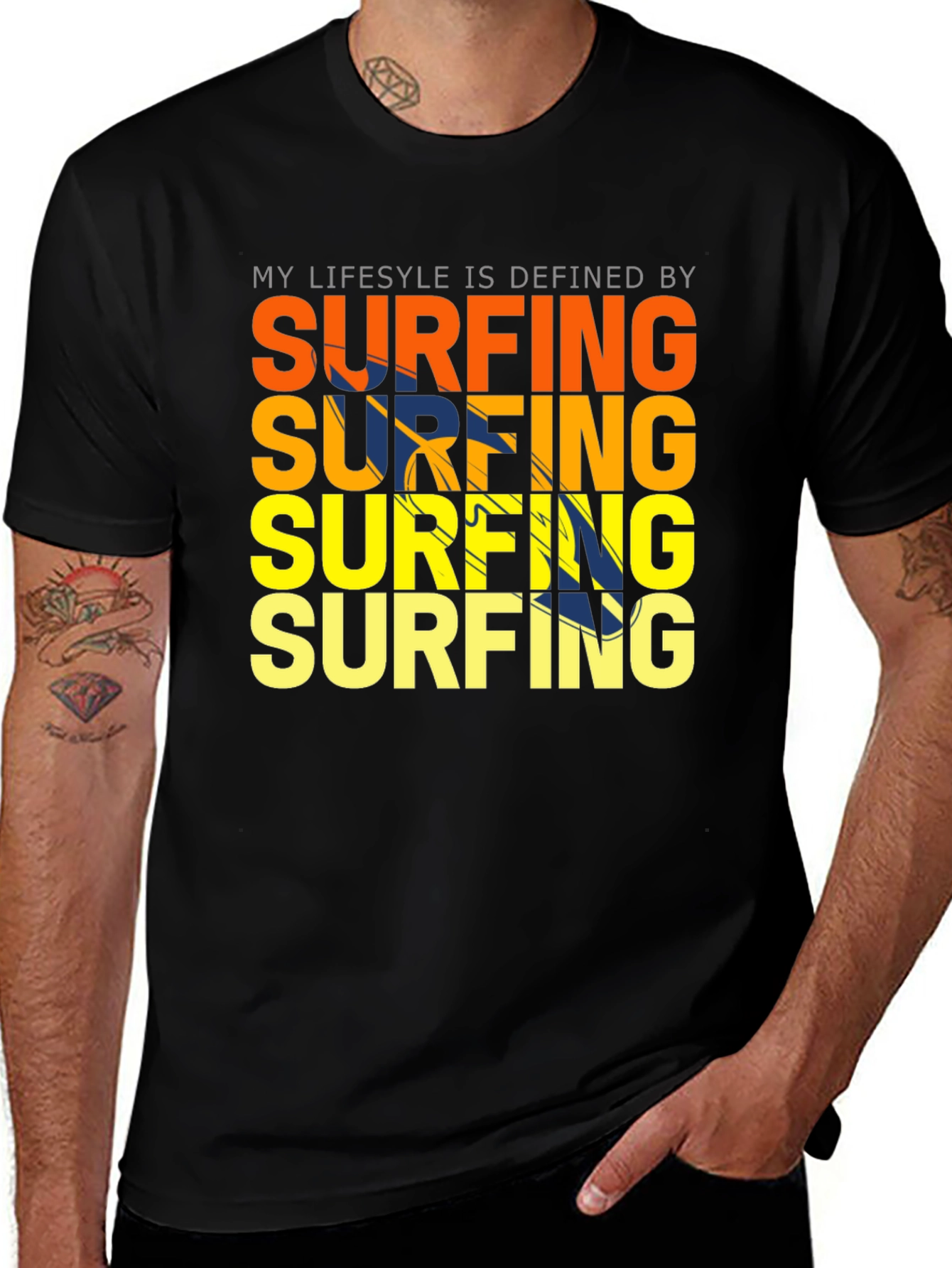 Variant 23 of Surfing Lifestyle Graphic Tee - Black