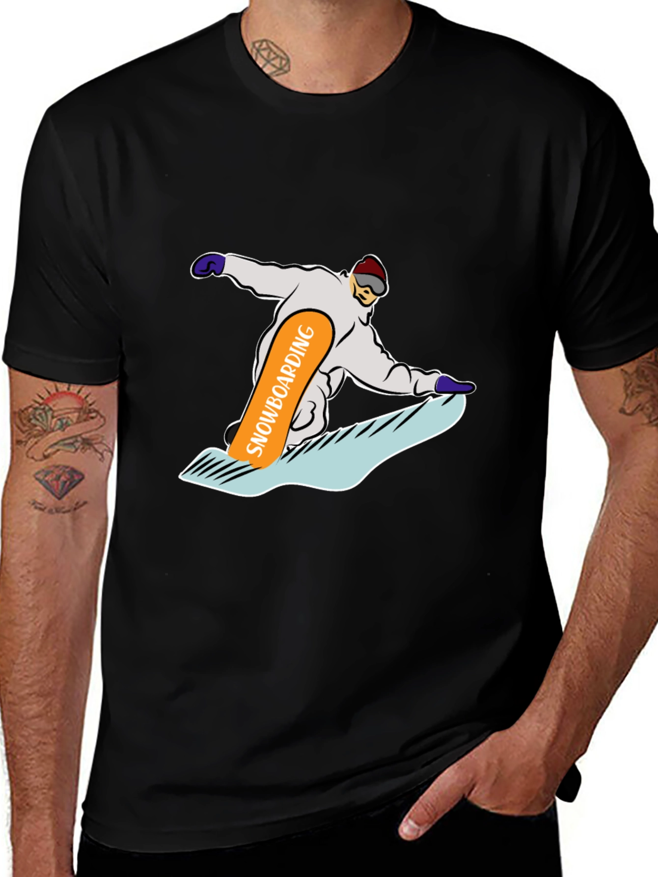 Variant 21 of Snowboarding Graphic Tee - Cool Black T-Shirt
