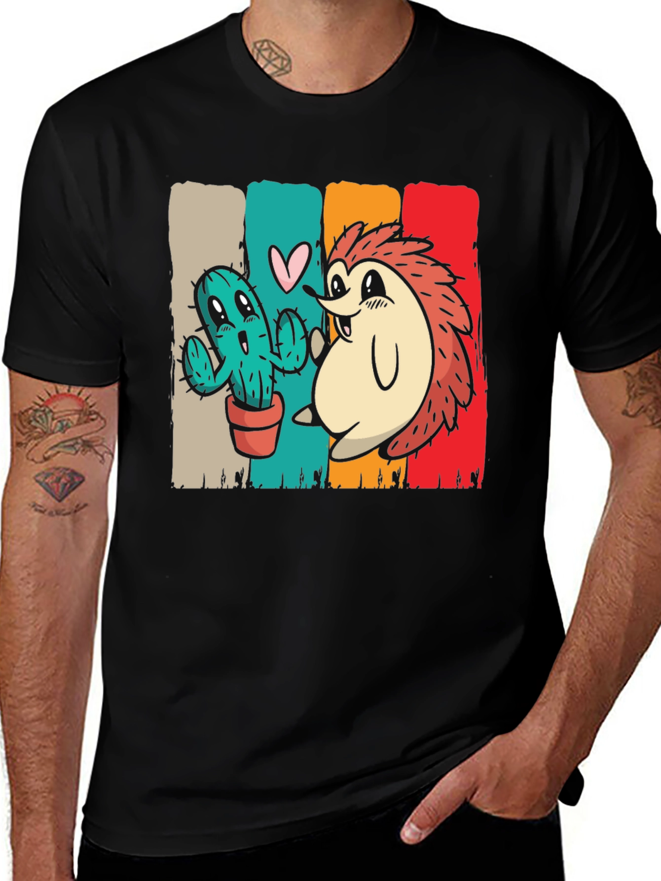 Variant 26 of Cactus and Hedgehog Black T-Shirt
